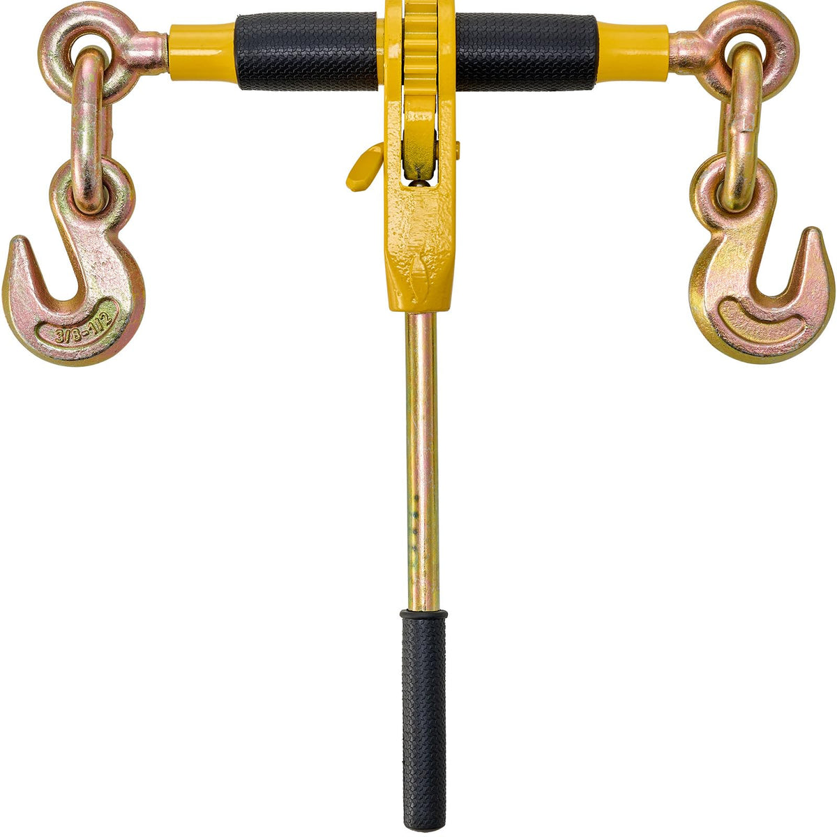 VEVOR Ratchet Binder with 5/16-3/8 inch, 7100 lbs Load Limit G80, Detachable Anti-Skid Handle, Tie Down Hauling Binders for Flatbed Truck Trailer, 2 Set Black & Yellow
