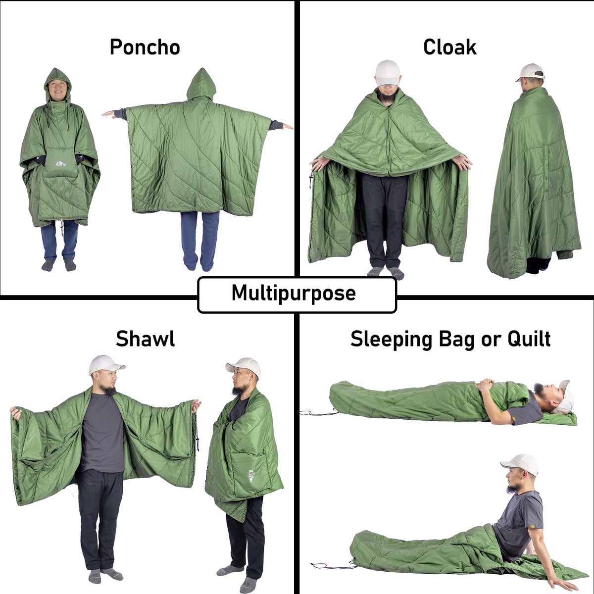 iClimb 1 Hooded 3M Thinsulate Insulation Warm Blanket and 1 3M Thinsulate Insulation Sleeping Bag, Ultralight Compact for Adults Outdoor Camping Backpacking Hiking