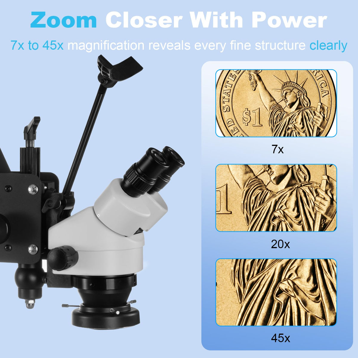 ZQ-1 Jewelry Microscope with 3in Ball Vise (White)