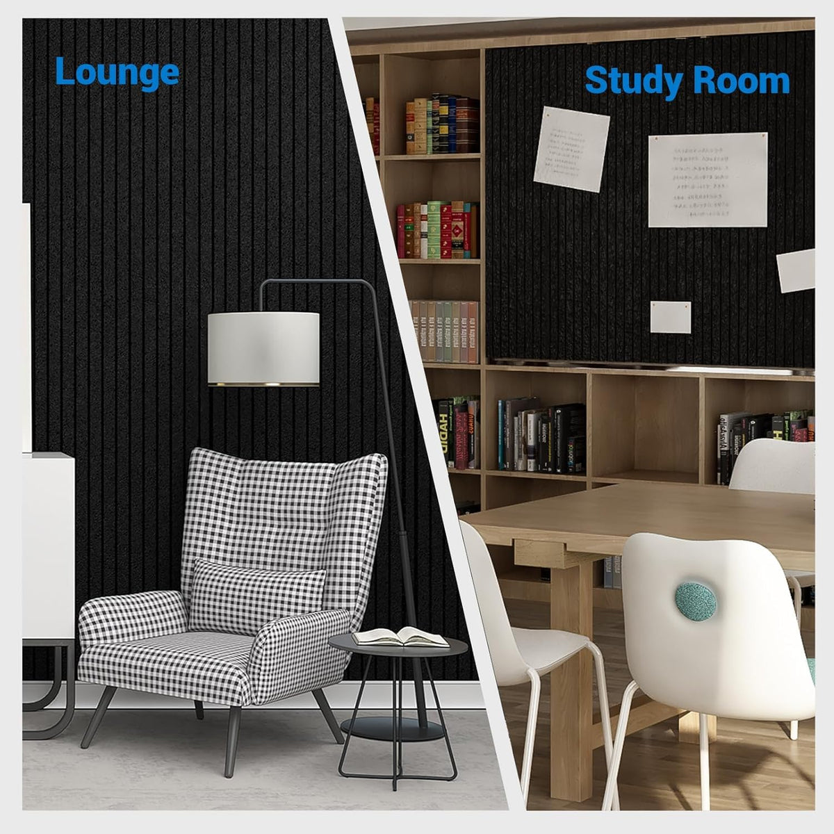MAGICUBETIC 10 Pack Acoustic Panels,Thicker 0.47"Self-Adhesive Soundproof Wall Panels,High Density Sound Proof panels for Walls, Office, Reccording Studio, Home,Living Room-Black(Size-48 * 24 inch)