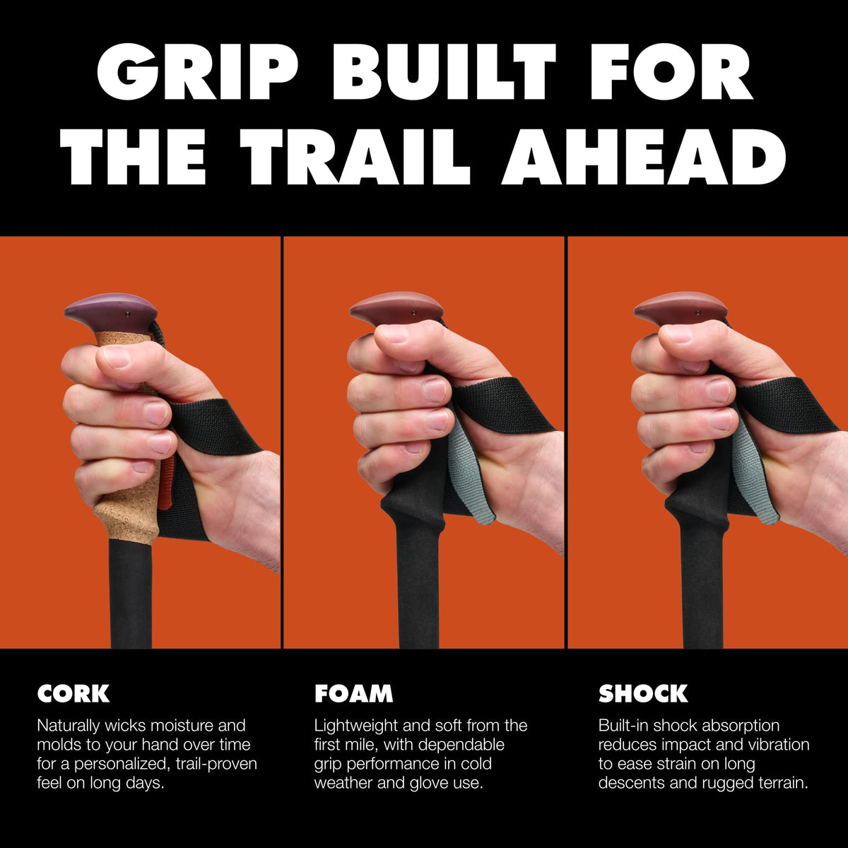 BLACK DIAMOND Trail Cork Trekking Poles (Pair) | Lightweight Collapsible Aluminum Hiking Poles | Natural Cork Grips | FlickLock Adjustable Shafts | Fig