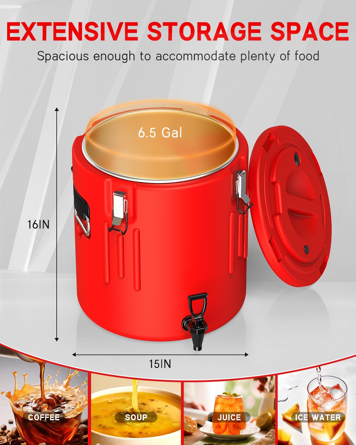 Insulated Beverage Dispenser 5 Gallon, Hot Drink Dispenser with 304 Stainless Steel Interior & Spout, Hot Water Dispenser for Parties, Portable Outdoors Water Jug for Camping Sports,N6