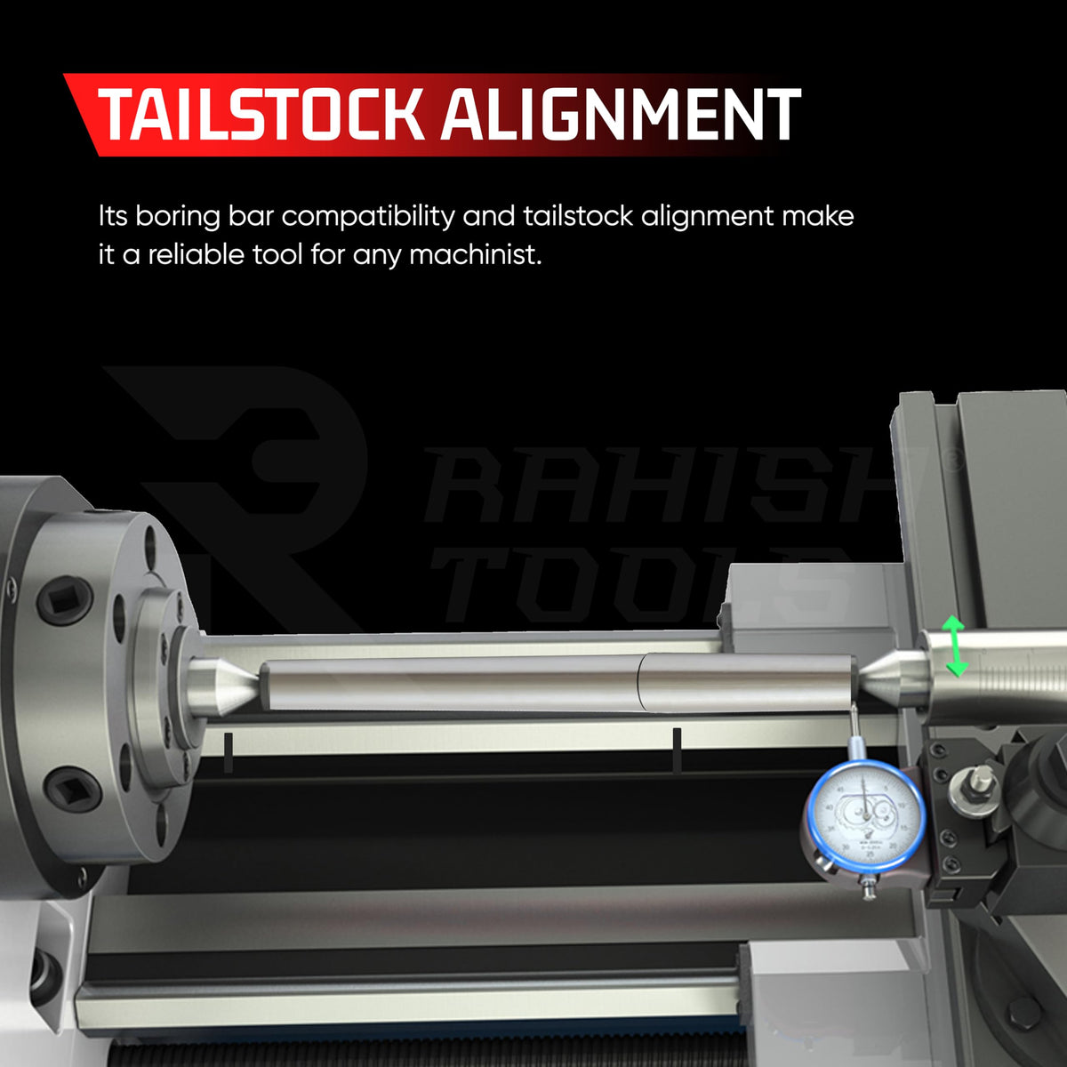 Rahish Tools 5MT Parallel Lathe Alignment Test Bar with High Precision Bar Alloy Steel EN31 Mandrel - Tailstock Re-Alignment Tool with 1 Micron Accuracy & Morse Taper with Max Run-Out of 0.0001"