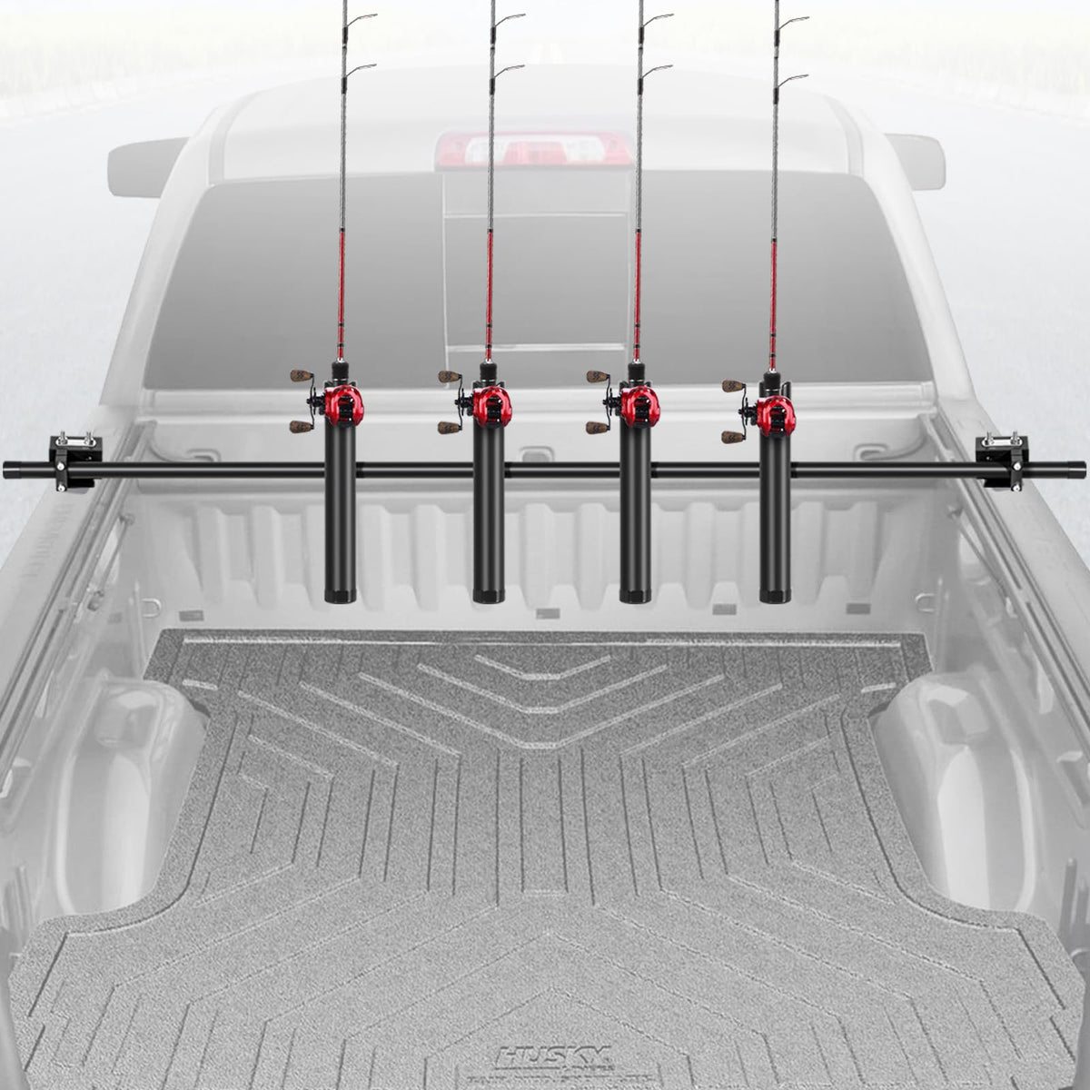 FEIMIRE Inshore Rod Holders for Truck Bed, Adjustable Rod Holder for Truck & SUV, All Aluminum Body with D Rings, 4 Rod Holder, Gifts Ideas for Men