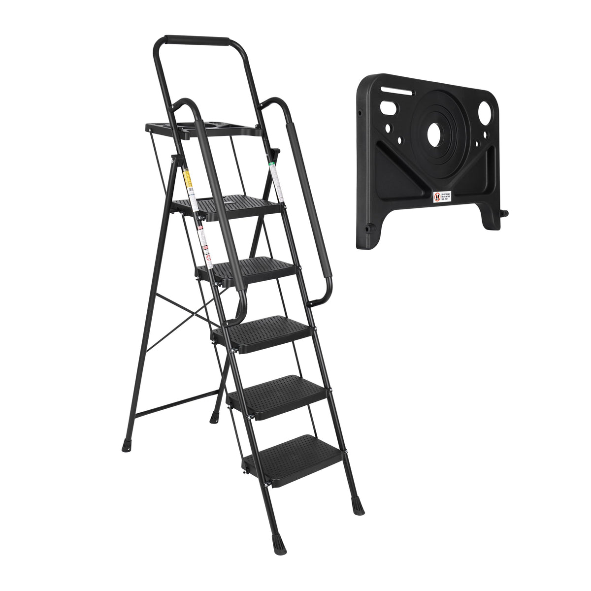 Simpli-Magic 5-Step Ladder, 800 LBS Capacity Folding Step Stool – Anti-Slip Wide Steps & Handgrip – ANSI Certified Lightweight & Durable Steel Stepping Stool for Kitchen, Home, Office & Garage