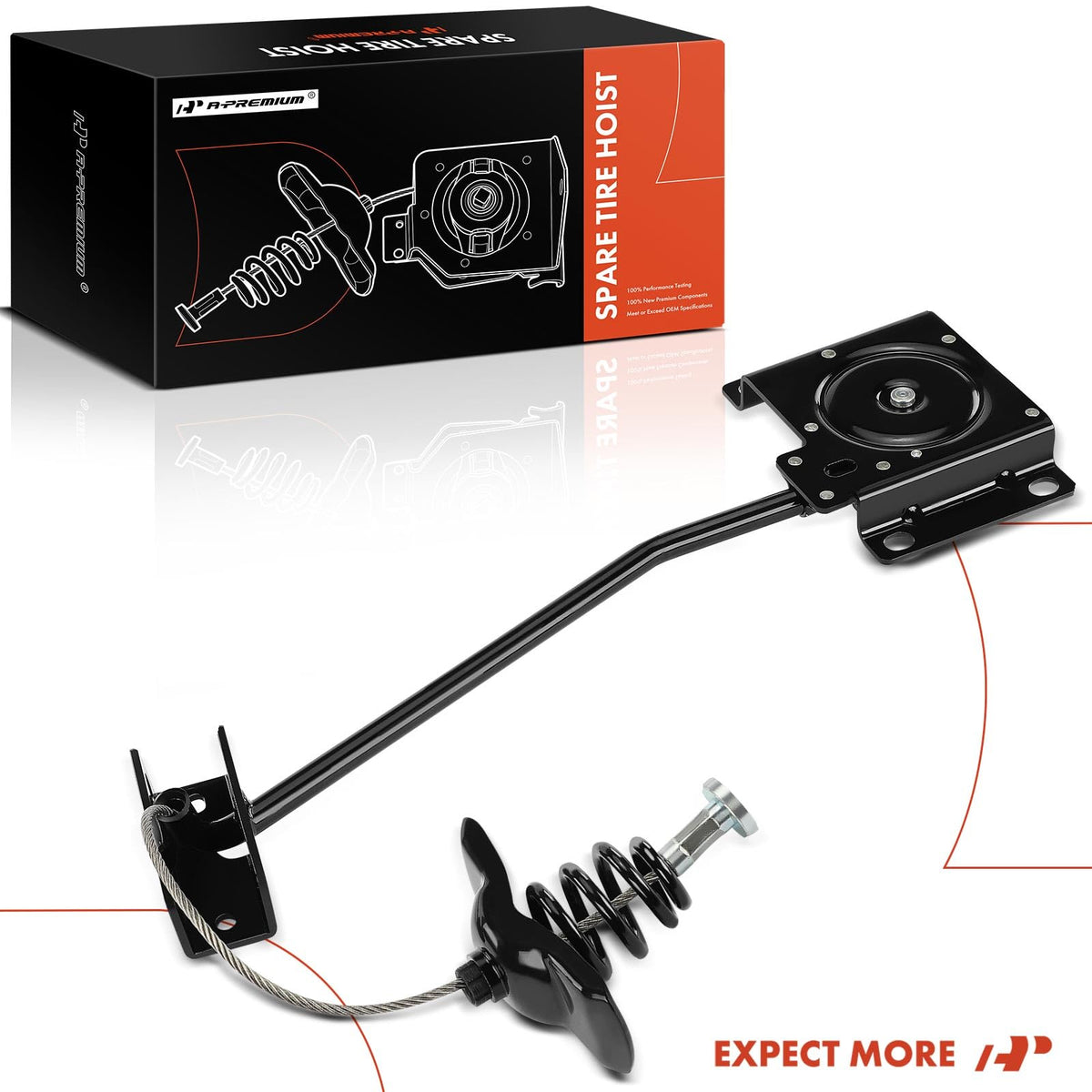 A-Premium Spare Tire Hoist Spare Tire Winch Carrier Compatible with Toyota and Lexus Highlander 2004-2007, RX330 2004-2006, RX350 2007-2009, US Built Vehicles