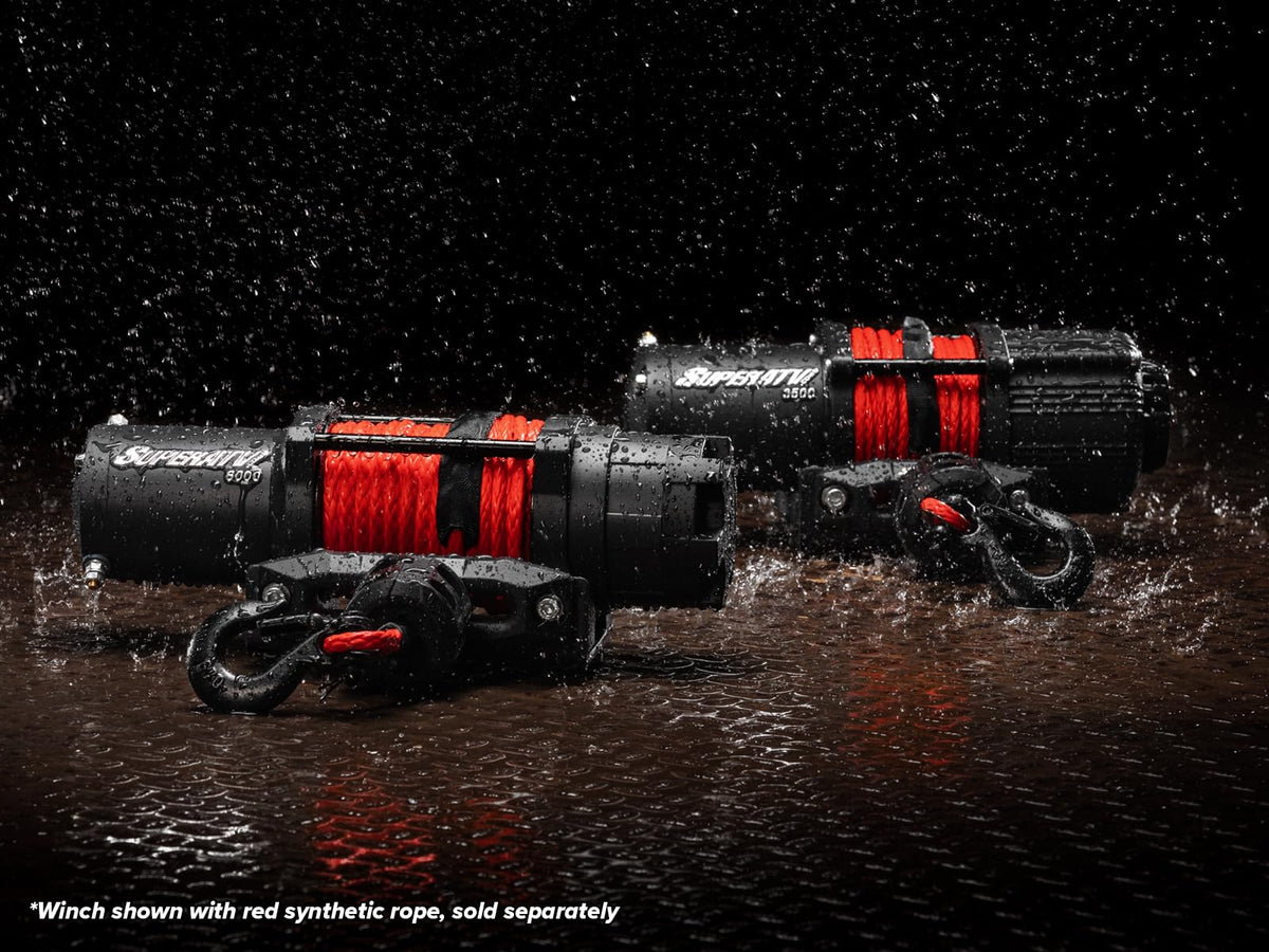 SuperATV 4500 lb Winch For UTV/ATV | Complete Black Ops Winch Kit | Waterproof Seals And Solenoid | 1.3 HP Motor | 166:1 Gear Ratio
