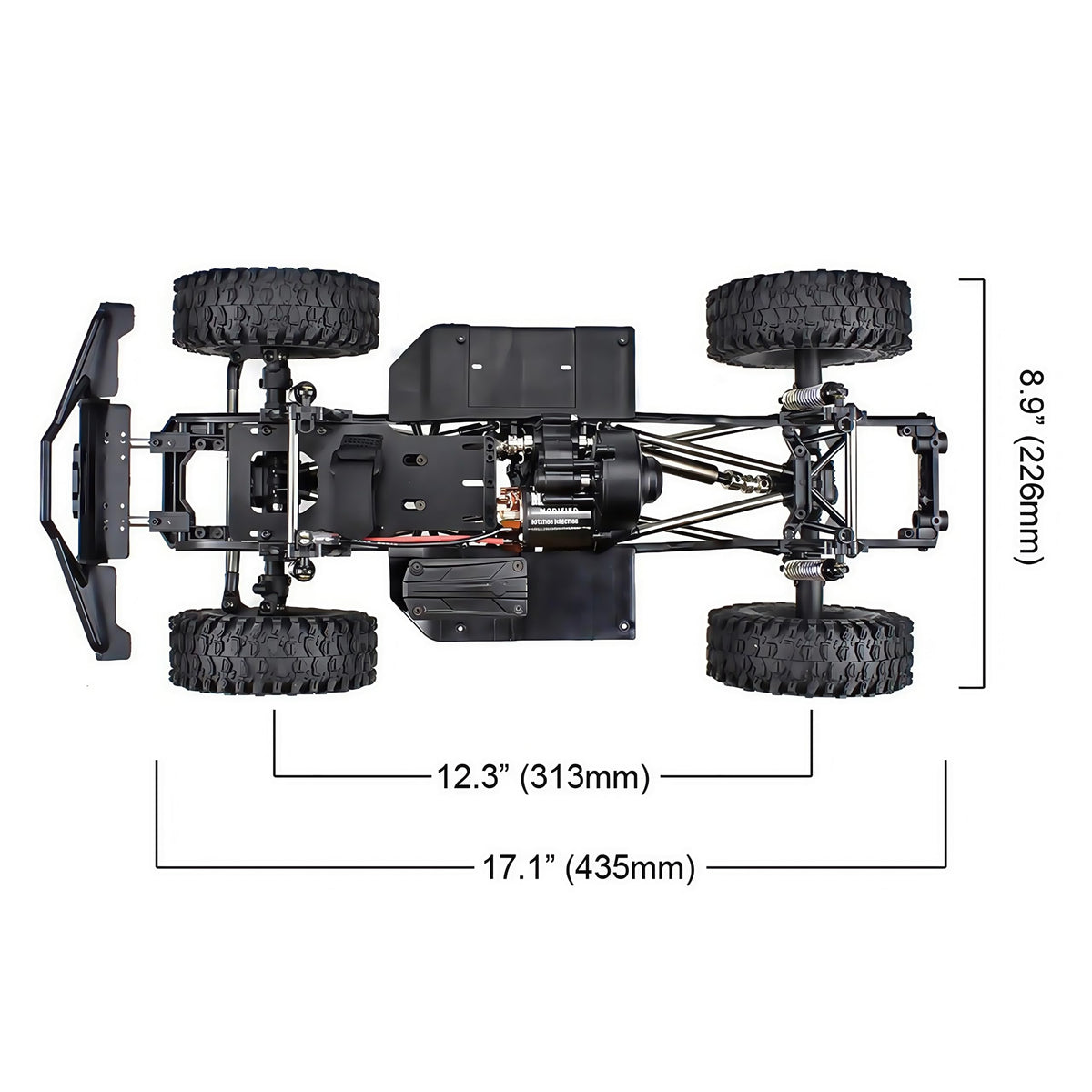 AMK 313mm Assembled RC Chassis with Wheels, Frame Kit for 1/10 RC Crawler SCX10 SCX10 II 90046 90047, Metal Chassis for DIY Upgrade