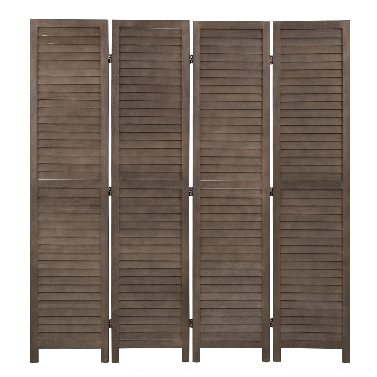 FDW 4 Panel Wood Room Divider 5.75 FT Tall Privacy Screen Folding Partition Divider for Dorm Bedroom Office, Dark Brown