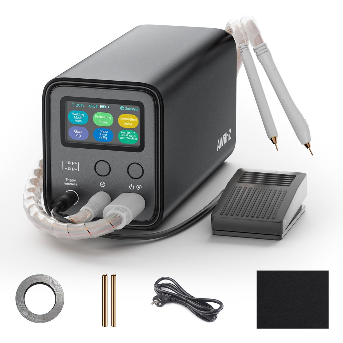 UF20B AWithZ Capacitor Battery Spot Welder, 10.5KW Spot Welder, 3-in-1 Auto & Manual & Foot Pedal Three Modes Welding for 18650/LiFePO4 Lithium Battery Pack Building with Foot Pedal