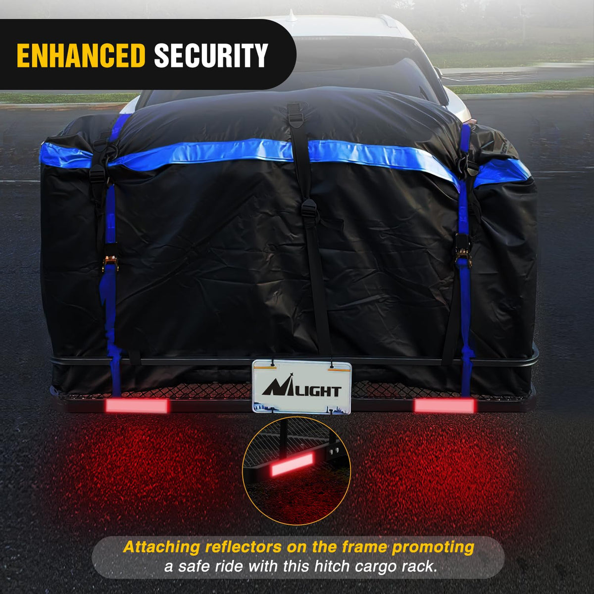 Nilight 60" x 20"x 7.87" Hitch Cargo Carrier & 5/8" Pin Clip Fits 2-Inch Receiver 500 Lbs Heavy Duty Capacity Luggage Basket Fold Up for SUV Pickup Camping Traveling