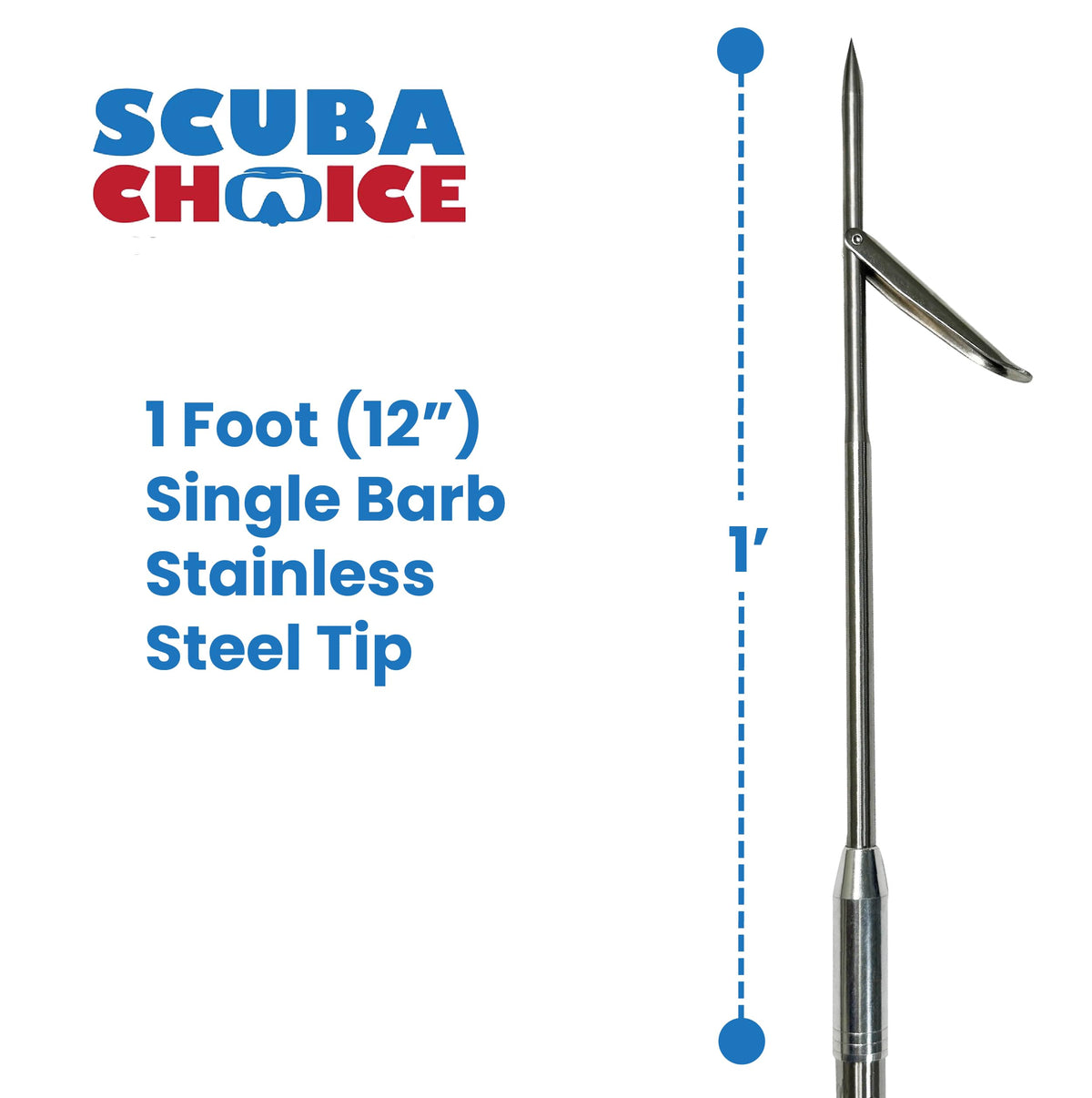 Scuba Choice Carbon Fiber 7' Travel Spearfishing 3-Piece Pole Spear Single Flopper Tip, One Size, Black