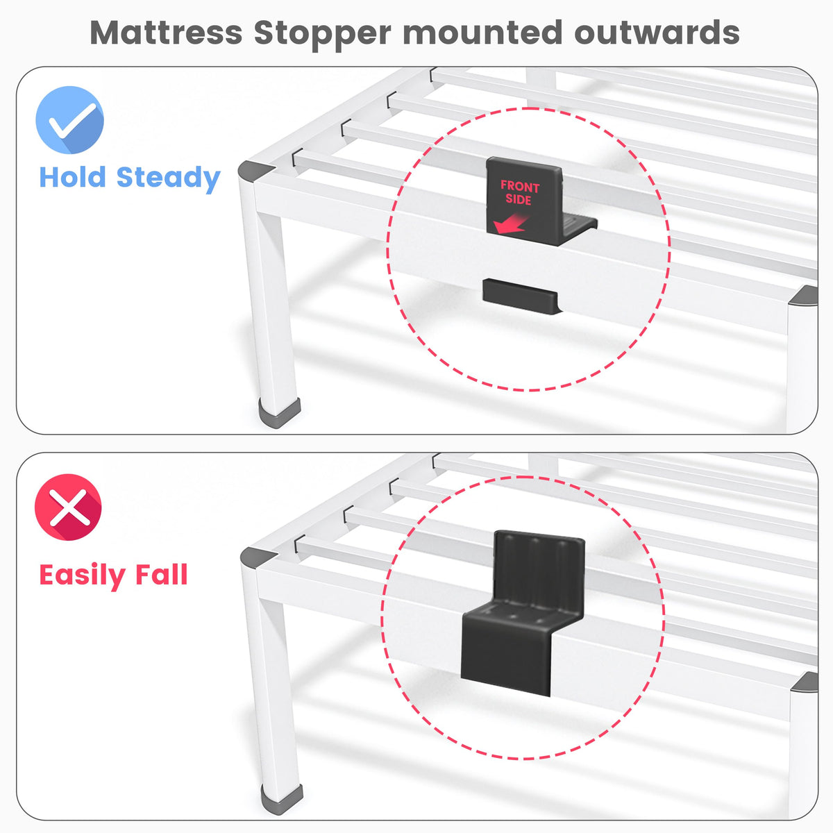7 Inch Queen Bed Frame, Metal Platform Bed Frame with Round Corner Legs, 3500 lbs Heavy Duty Steel Slats Support, No Box Spring Needed, Noise Free, Easy Assembly, White