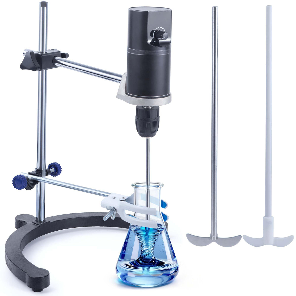 Deccasa Lab Overhead Stirrer - 40L Capacity Digital Mixer, 100-2000 RPM Variable Speed, High Viscosity 10000mPa·s, Brushless Motor with Support Stand & Dual Stirring Rods