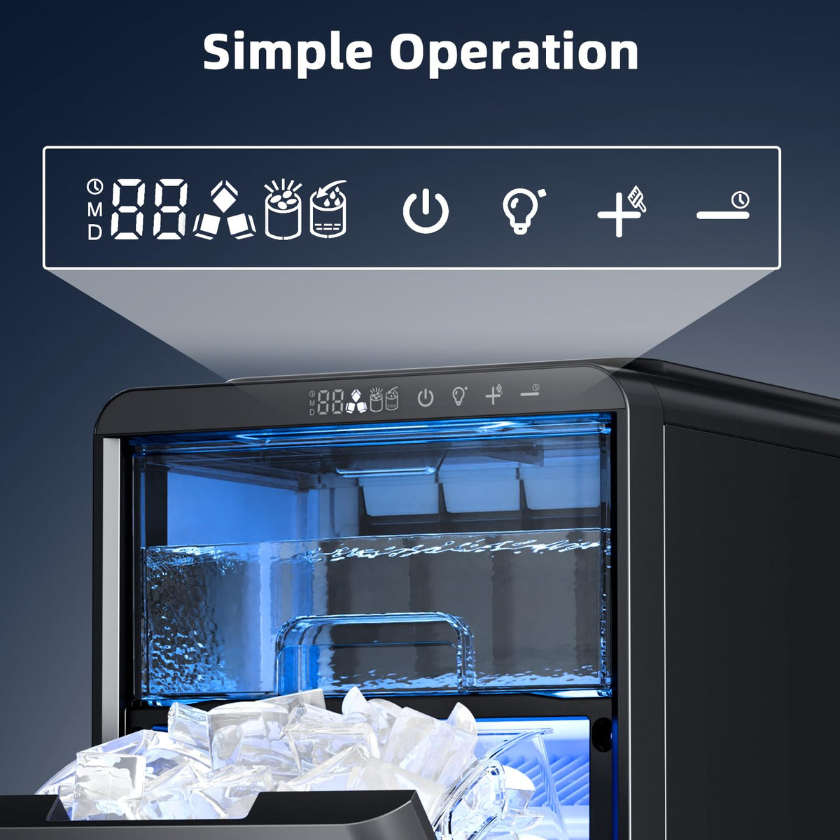 Antarctic Star Crescent Ice Maker, Slow-Melting Countertop Ice Maker, 27 Lbs/24H, 16Pcs in 15Mins, Self-Cleaning,24-Hour Timer, for Home/Kitchen/Office/Party