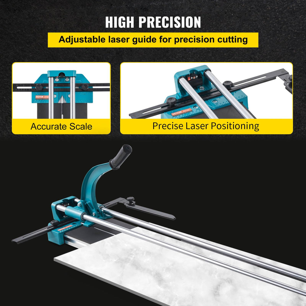 BestEquip Manual Tile Cutter 48 Inch, Laser Guide & Tungsten Wheel for Precision, Cuts Porcelain & Tile, All-Steel Durable Frame, Large 48-Inch Capacity for professional installers or beginners