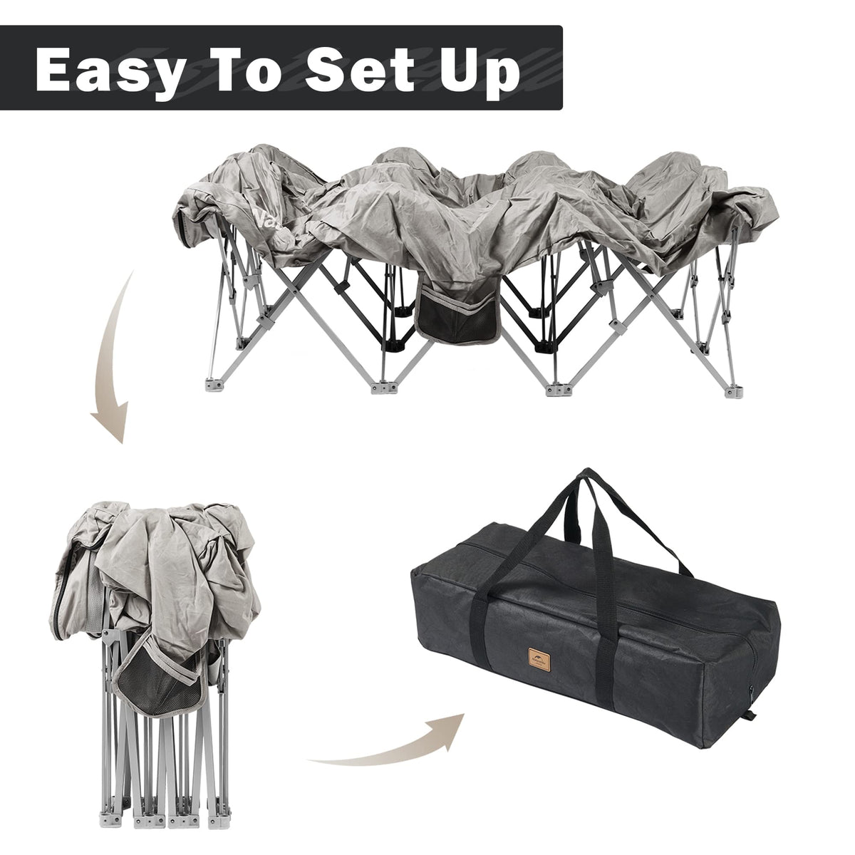Naturehike CosyWild 2 Person Camping Cot Frame Only, Air Mattress Not Included, Folding Full Size Camping Bed Frame with Side Pocket and Carry Bag