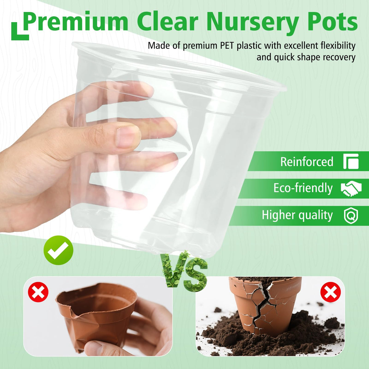 DUNPUTE 6/8/10 Inch Large Clear Nursery Pots with Drainage, 12 Pack Plastic Pots for Plants, Ideal Seedling Pots and Plant Pots for Vegetables, Orchids, Aloe, Indoor Outdoor Use (6 8 10 inch)
