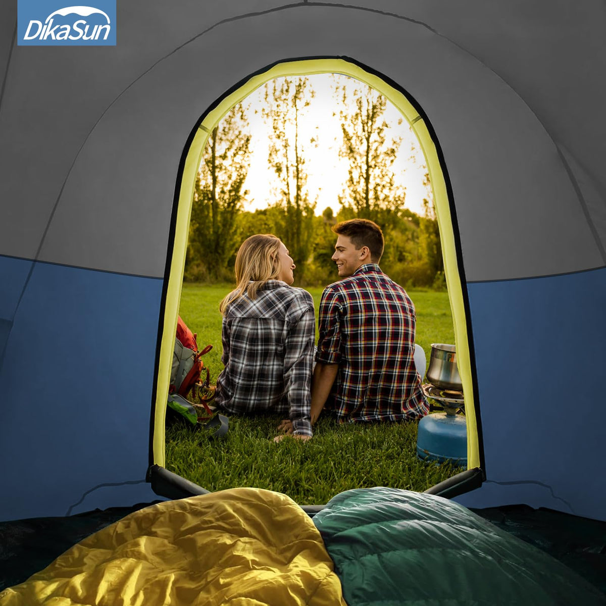 Truck Bed Tent, Double Layer Truck Tent 6.4-6.7 Ft, Waterproof PU3000mm Tear-Resistant Pickup Tent for 2 Person Camping and Outdoor with Awning（Cyan）