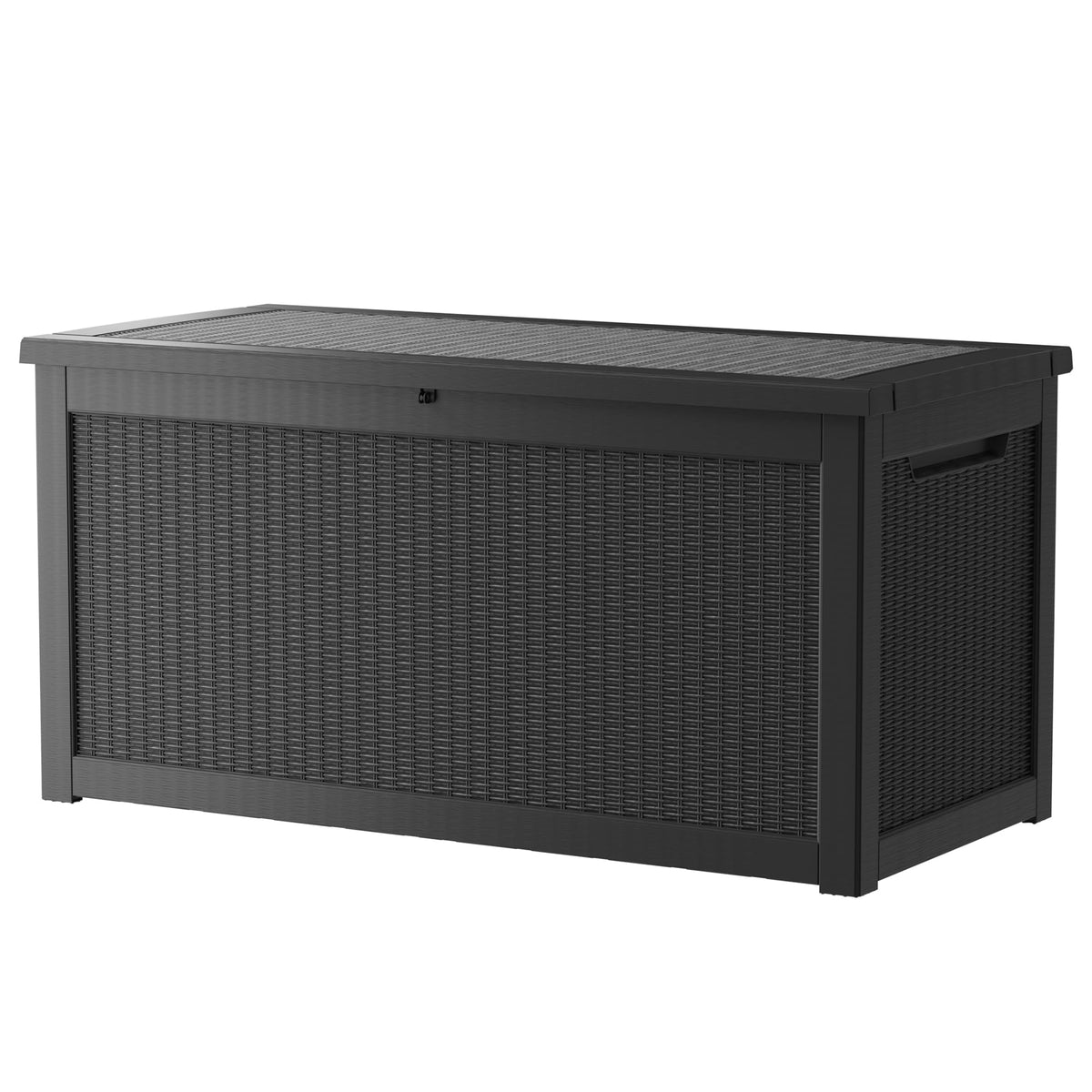Decksplore 320 Gallon Resin Deck Box, Waterproof Outdoor Storage Bin for Patio Furniture, Pool Accessories, and Garden Tools, Lockable & UV-Resistant, Black