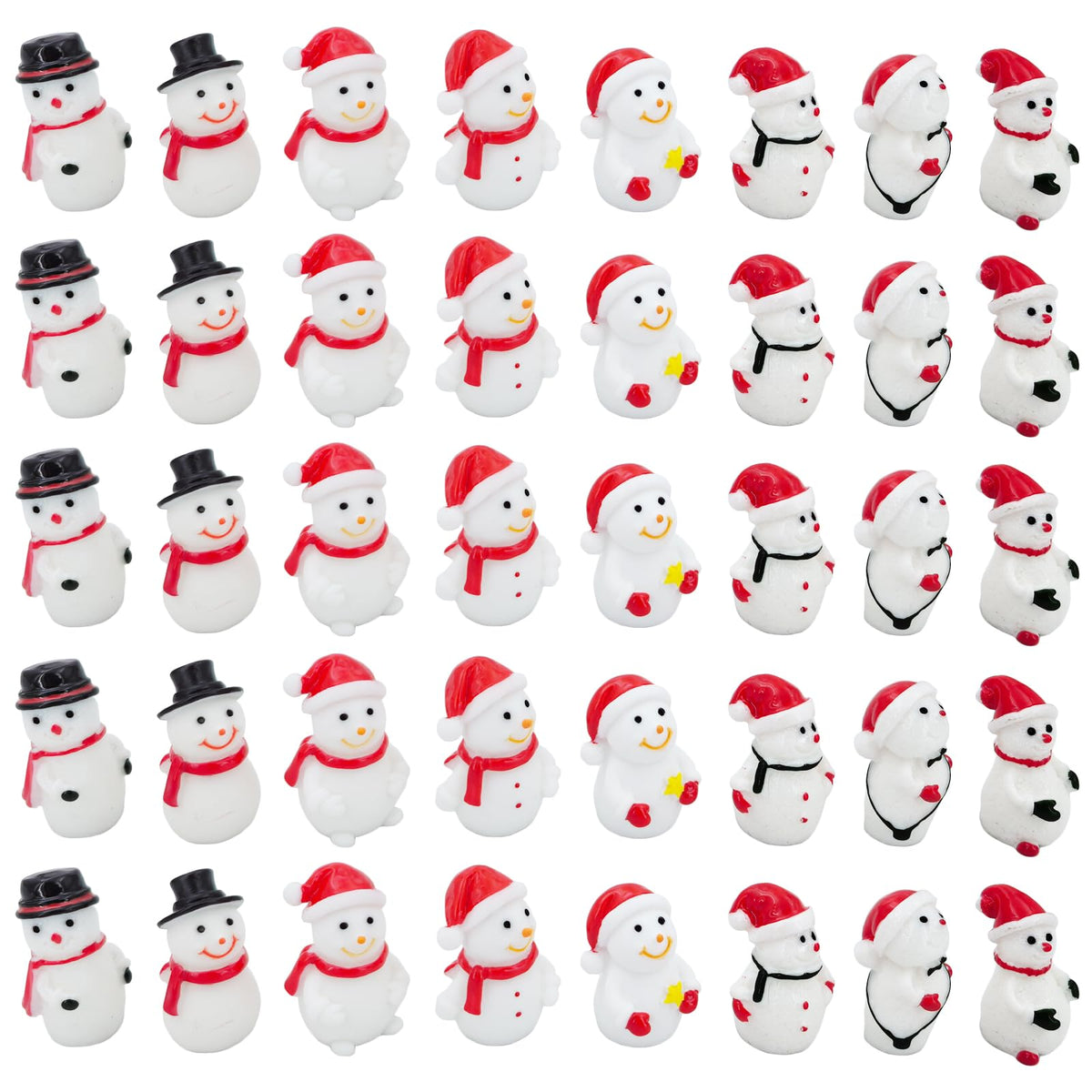 Goodma Mini Snowman Figurines Christmas Theme Resin Miniature Fairy Garden Dollhouse Decoration Ornaments DIY Kit - 40 Pieces
