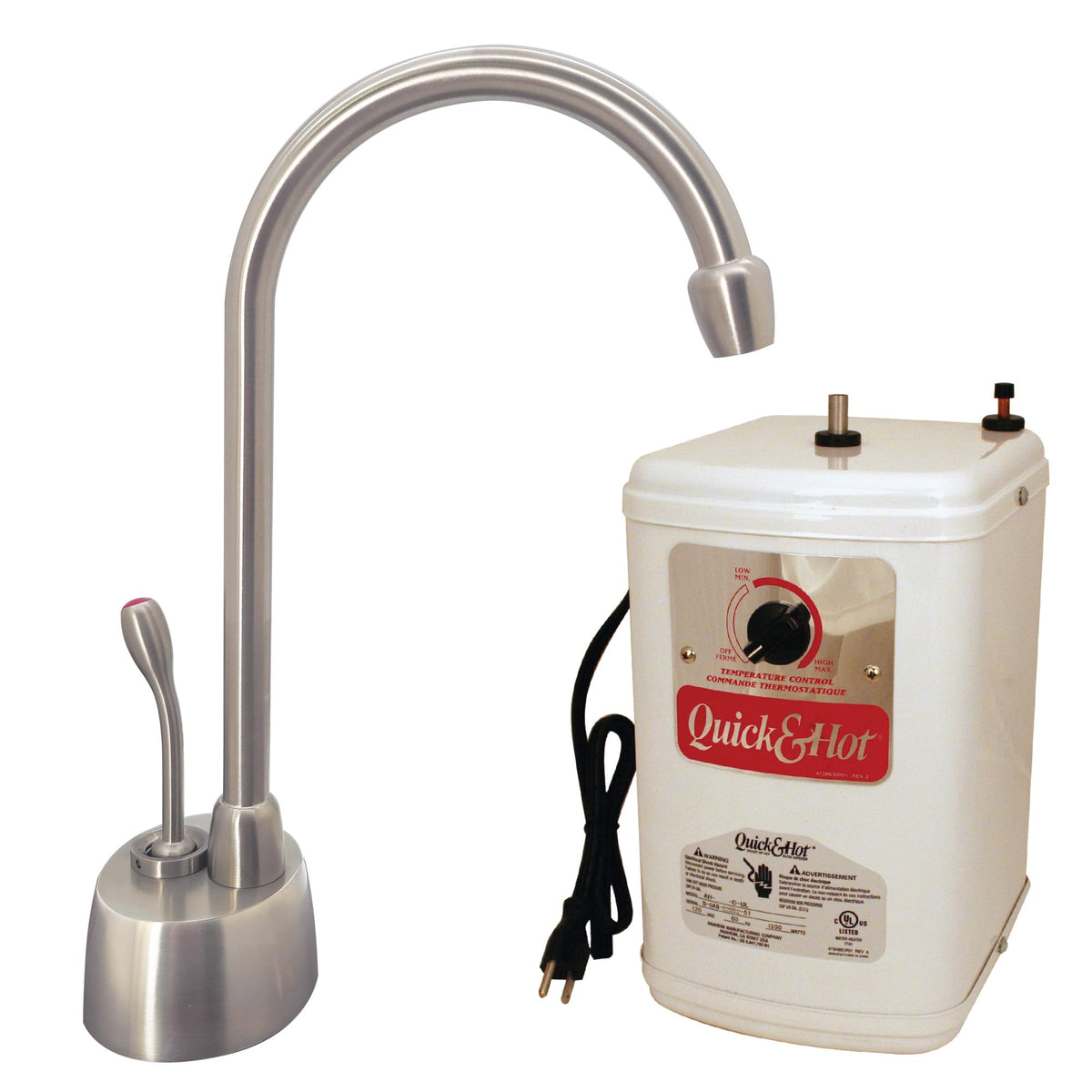 Westbrass A271H-20 Velosah 9" 1-Handle Hot Water Dispenser Faucet with Thermostatic Hot Water Tank, Stainless Steel
