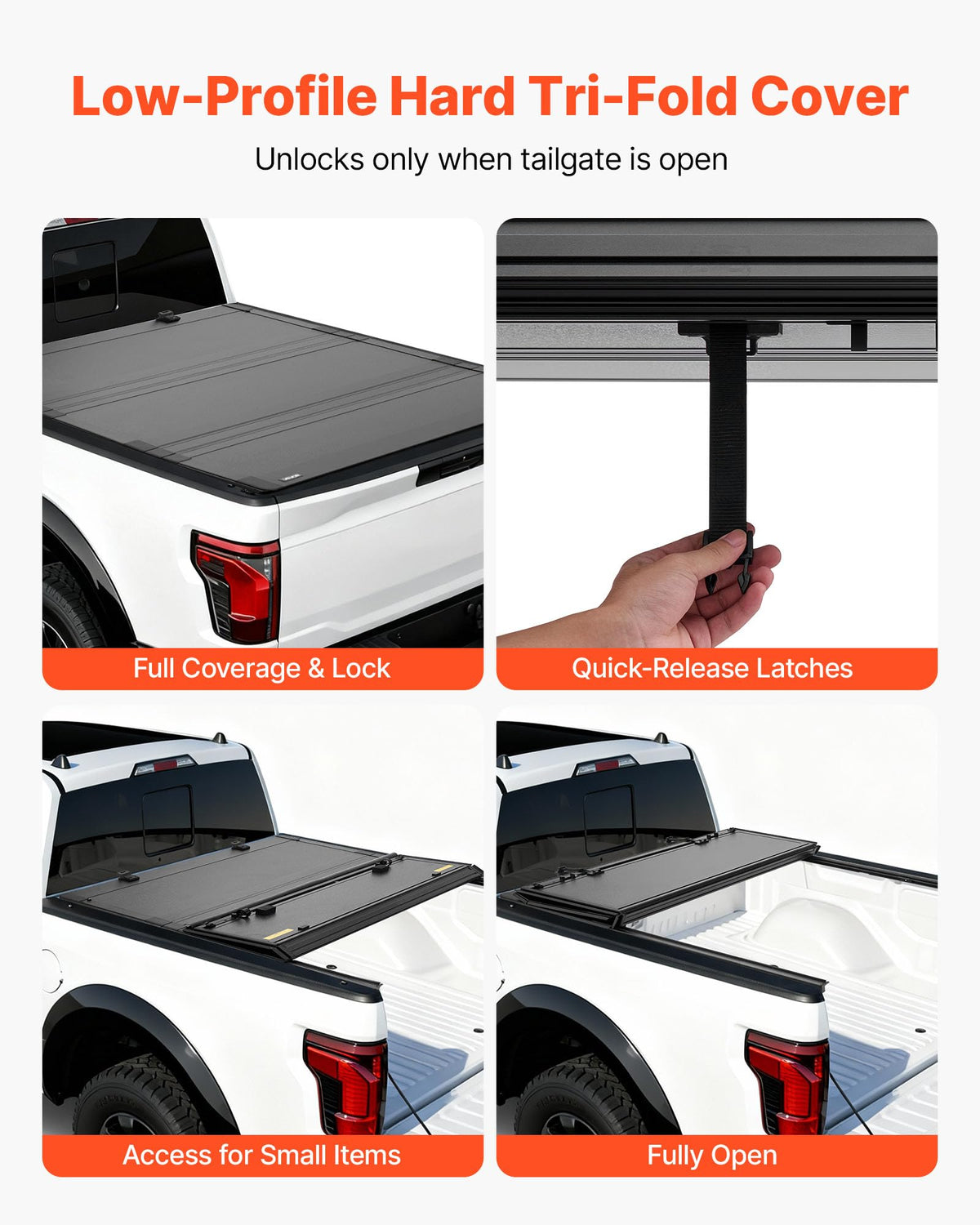 VEVOR Hard Tri-Fold Truck Bed Tonneau Cover, Compatible with 2019-2025 Chevy/GMC Silverado/Sierra 1500 5.8 ft (70 in) Bed with MultiPro/Flex Tailgate (Not Fit CarbonPro), Waterproof Low-Profile Cover