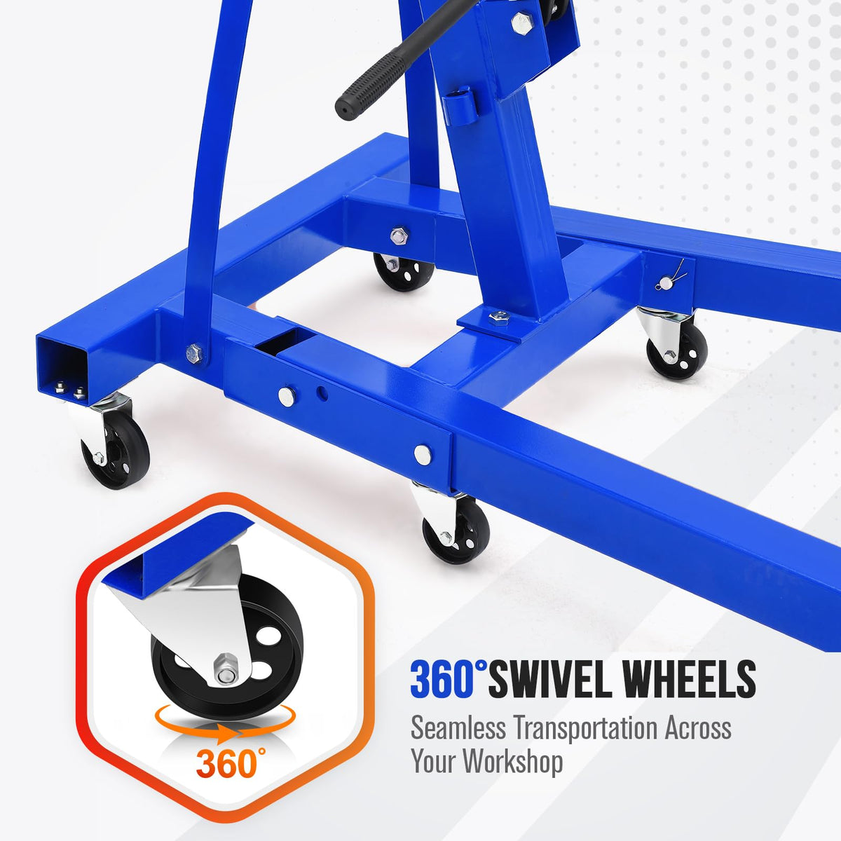 Hydraulic Engine Hoist with Lever 2 Ton (4400LB), Heavy Duty Folding Shop Crane w/ 6 Swivel Casters & Telescopic Boom, Adjustable Lifting for Engines, Transmissions | Garage, Workshop, Factory, Blue