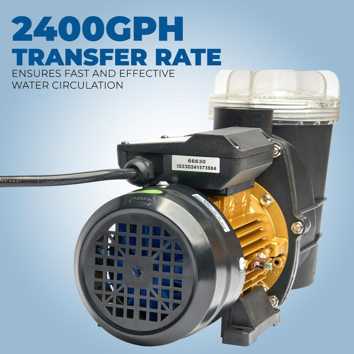 XtremepowerUS 3/4HP 2,400GPH High Flow Pond DIY Self Priming for Above Ground Swimming Pool Pump Strainer Basket 1.5" NPT Inlet/Outlet