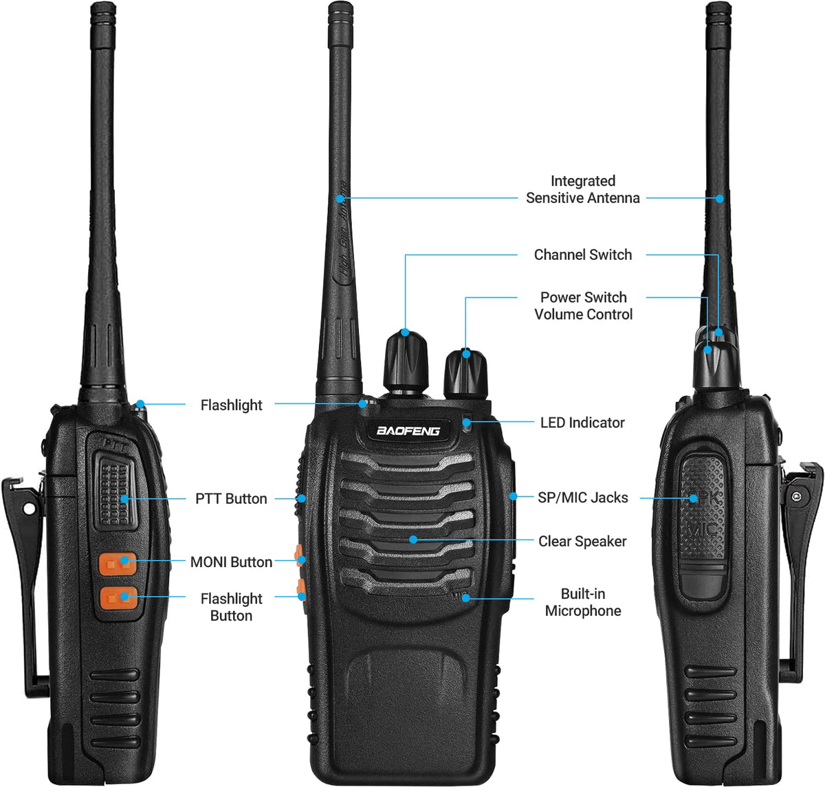 Baofeng Walkie Talkies Two-Way Radios bf-888s for Adults Long Range Rechargeable Communicator Handheld Professional UHF Interphone 10 Pack Walky Talky Set with Earpiece,Li-ion Battery and Charger