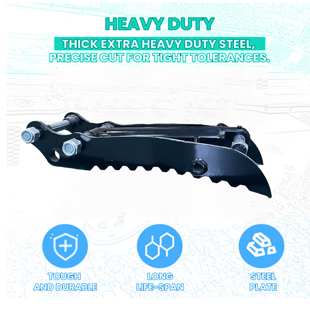 Hydraulic Thumb Claw for 1-3Ton Mini Excavators New Models, Universal Attachment for HT-10 Series, Ideal for Lifting, Scrap & Landscaping