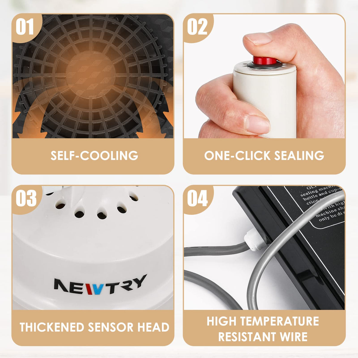 NEWTRY 20-100MM Induction Sealer 800W-1200W Handheld Heat Sealing Machine Electromagnetic Bottle Cap Sealer for Plastic Glass Bottle Cap (110V)