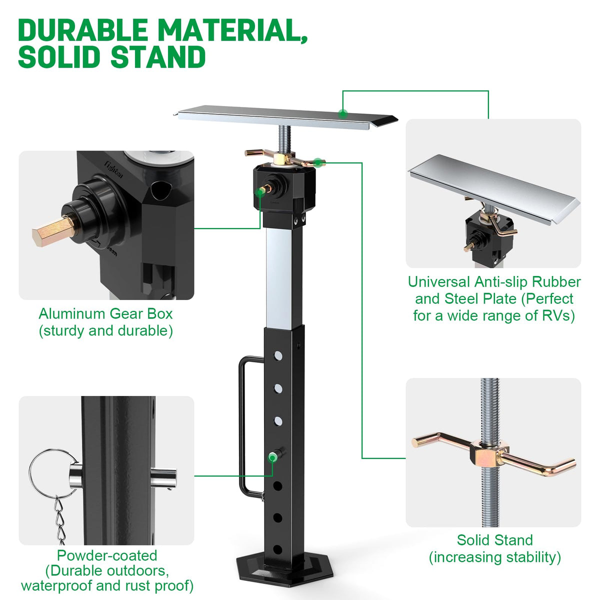 RV Slide Out Support Jacks 16"-36"(Electric Drill Adjust) 2 Pcs Heavy Duty RV Stabilizer Jacks for Camper and Travel Trailer, Supports Up to 5,000 lbs and Aluminum Gear Box