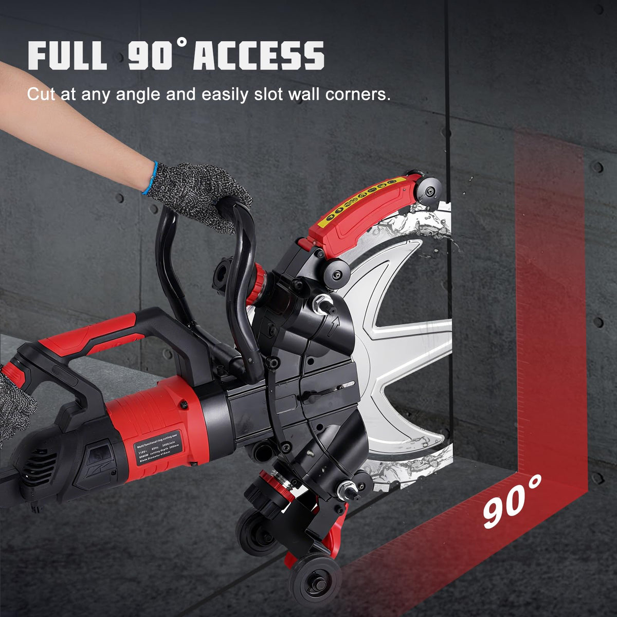 16" Concrete Ring Saw 8980W/110V Toroidal Electric ConcreteSaw Concrete Cutter Max Cutting Depth 11.4" With 2 Saw Blades & Wet Cutting System for Concrete, Bricks, Rebar and Marble (8980W)