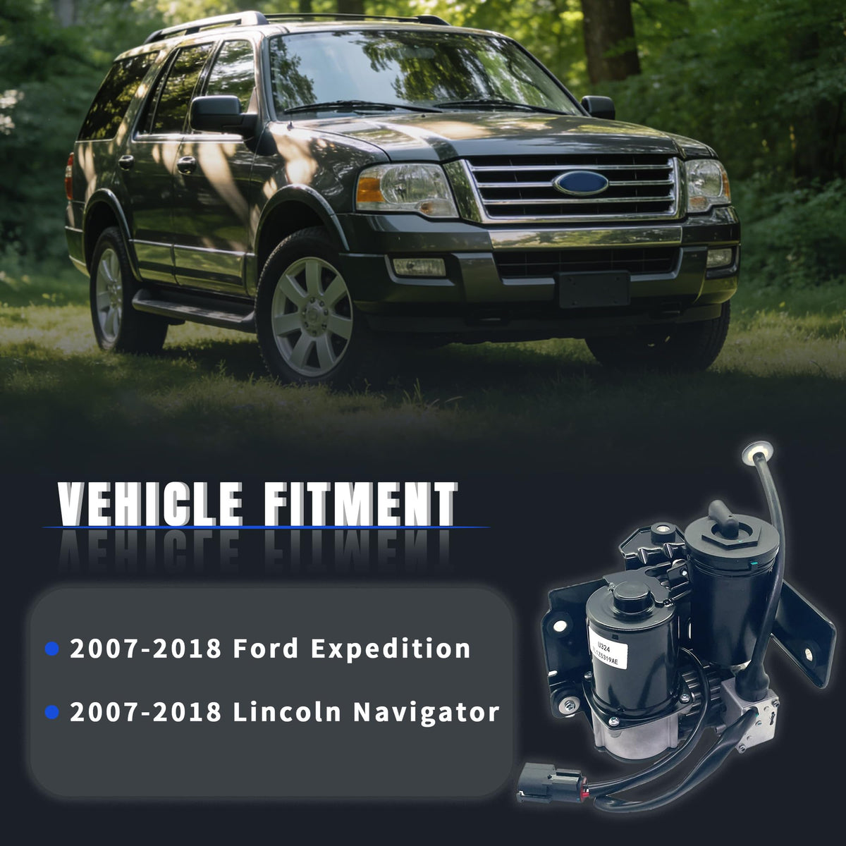 Air Suspension Compressor Pump Compatible with Ford Expendition & Lincoln Navigator 2007-2018 OE# 7L1Z5319AE, 7L1Z5319A, 949-202