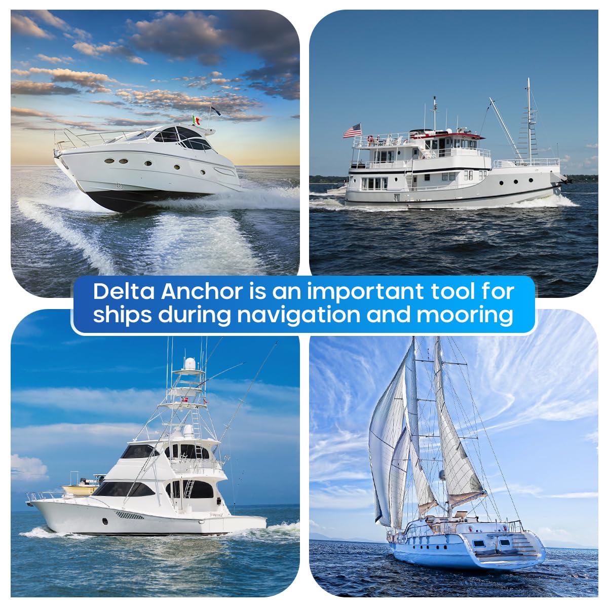 FUCNEN 316 Stainless Steel Delta Anchor 13 Lb, 1/2" Anchor Rope 150 ft, 1/4" HT G4 Marine Anchor Chain 15ft & Swivel Connector Boat Anchor Kit for Windlass System