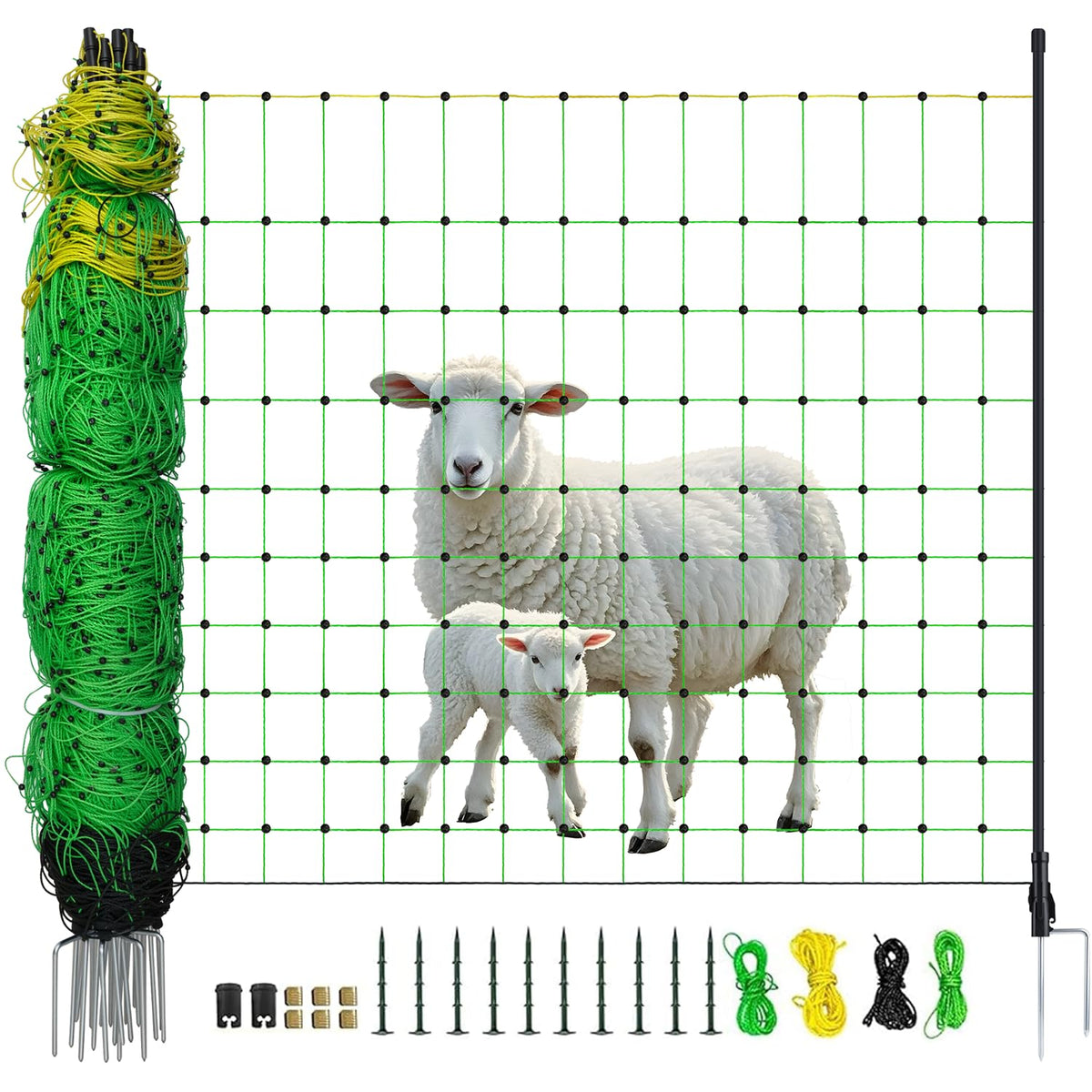 Electric Fence Netting, 42.5" H x 164' L, Larger Animals Electric Fencing for Backyards, Homesteaders, Farms, Ranches, Gardens