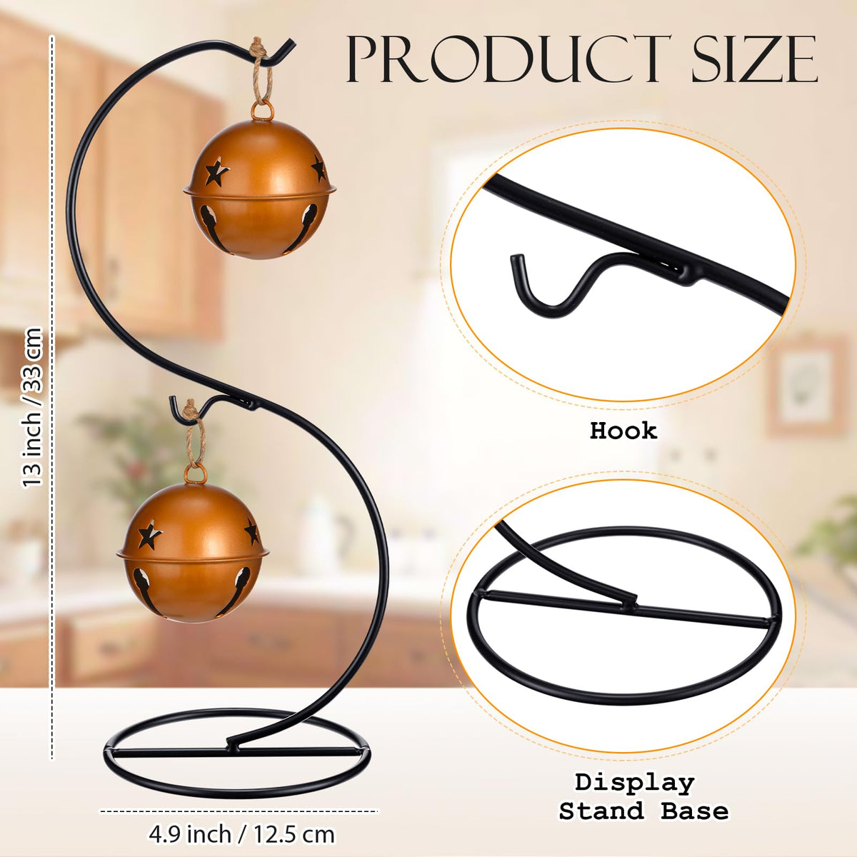 Tatuo 20 Pcs Ornament Display Stand Holder Hanger Stands Glass Ball Ornament Holder Metal Iron Hanging Hanger for Display Terrarium Air Plant(Elegant)
