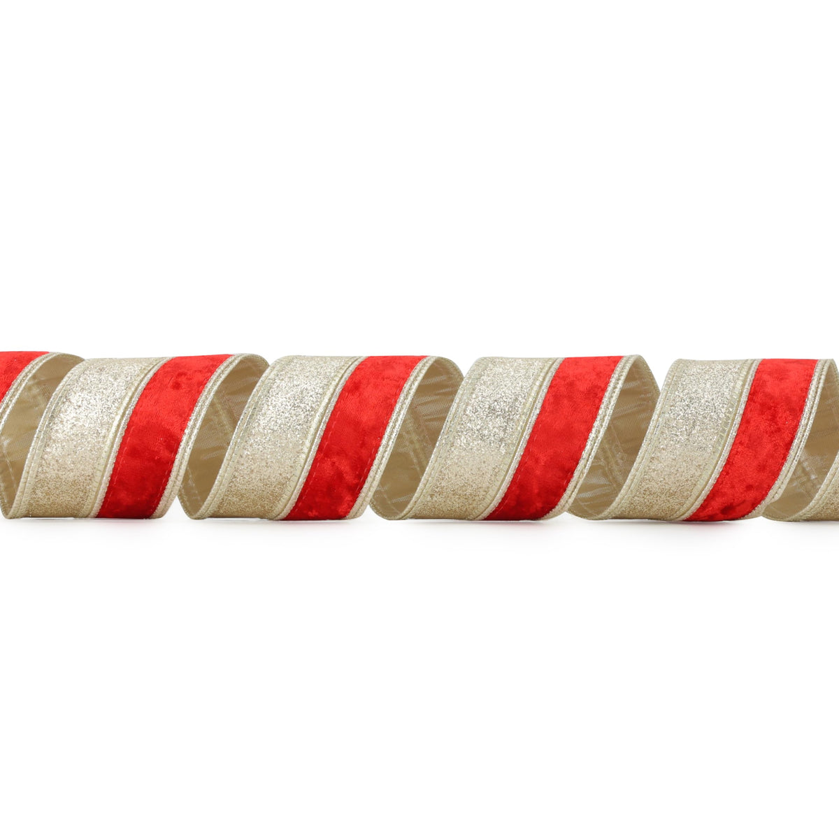 DINDOSAL Red Velvet Wired Ribbon 2.5 Inch x 10 Yards, Champagne Glitter Two Tone Christmas Ribbon for Tree, Wreaths, Bows, Garlands, Gift Wrapping, Holiday Decor