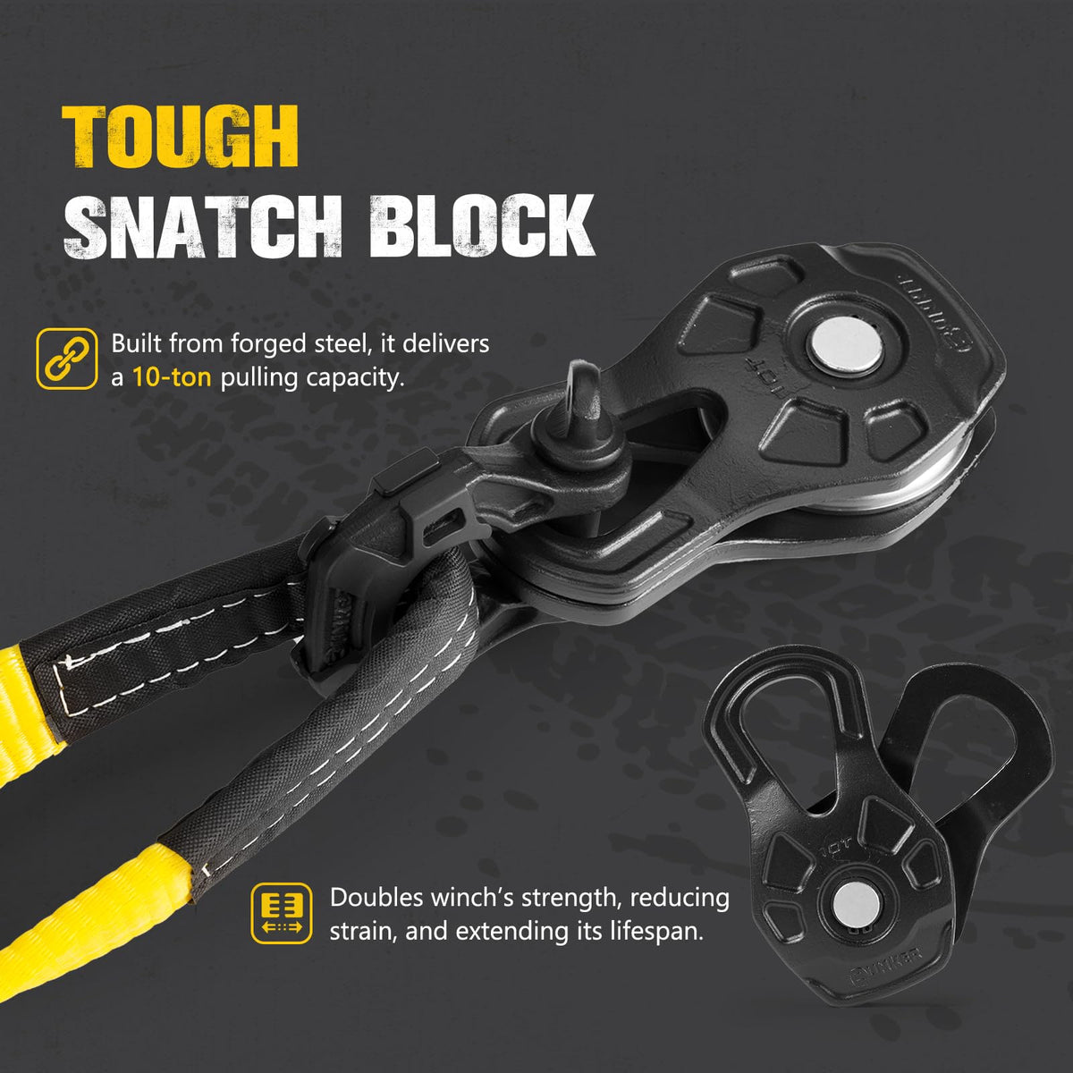 BUNKER INDUST Off Road Recovery Kit, Includes 30ft+10ft Tow Strap, Snatch Block, D-Ring Shackles, Shackle Receiver, Gloves, Winch Dampener Bag, 4x4 Recovery Gear for for Trucks, SUVs, ATVs