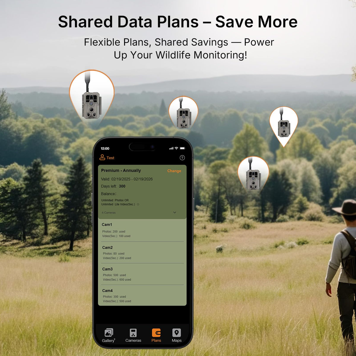 GardePro X66 Pro 2-Pack Cellular Trail Cameras (Non-WiFi), Rechargeable Battery, 64GB SD Cards Included, Live View, Shared Data Plan, Motion Activiated
