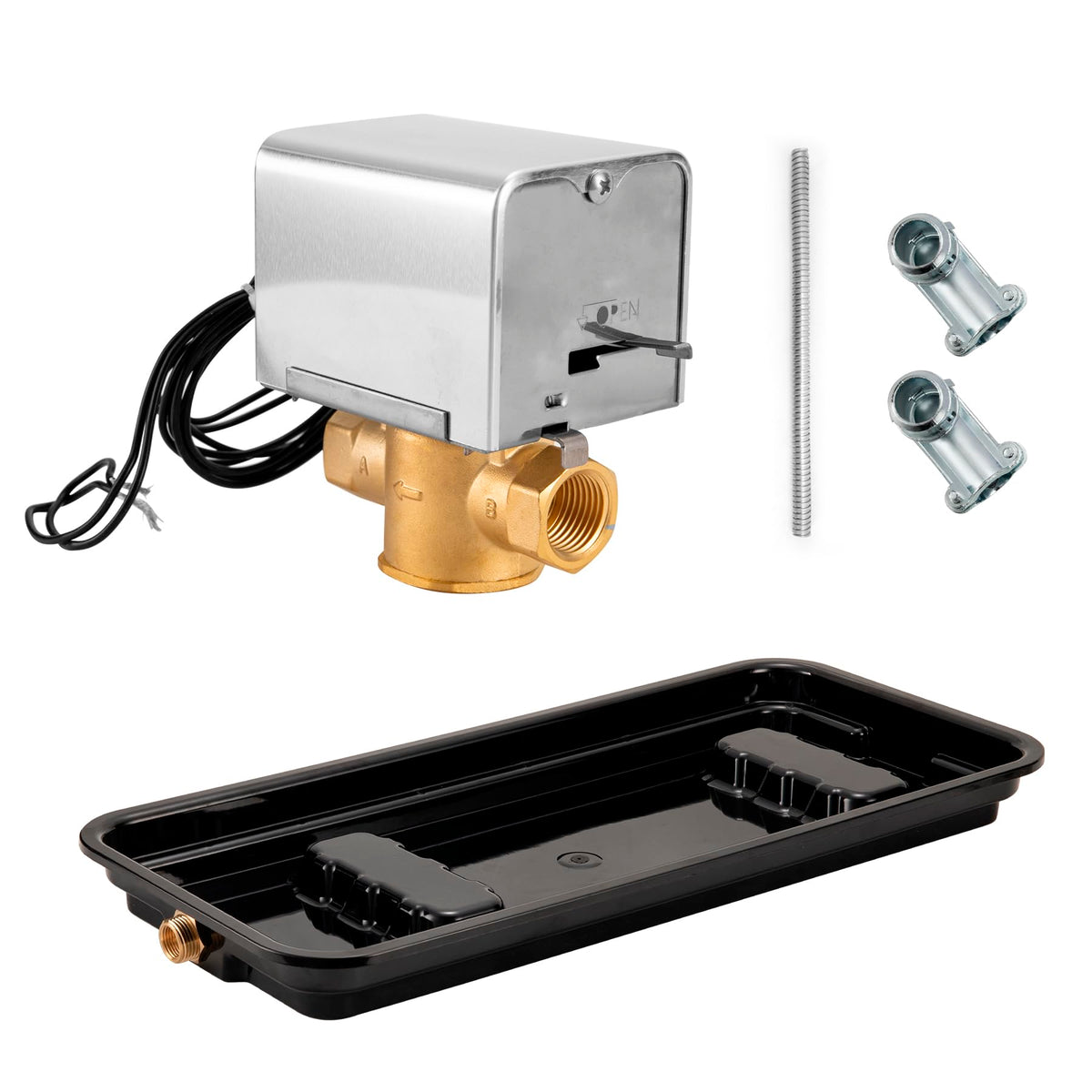 Faucet Steam System Steam Generator Auto Drain and Generator Pan for Use with 240v Generators, Steam System Automatic Purge Drain with Motorized Ball Valve for model AD-240, 5GA-PAD-240