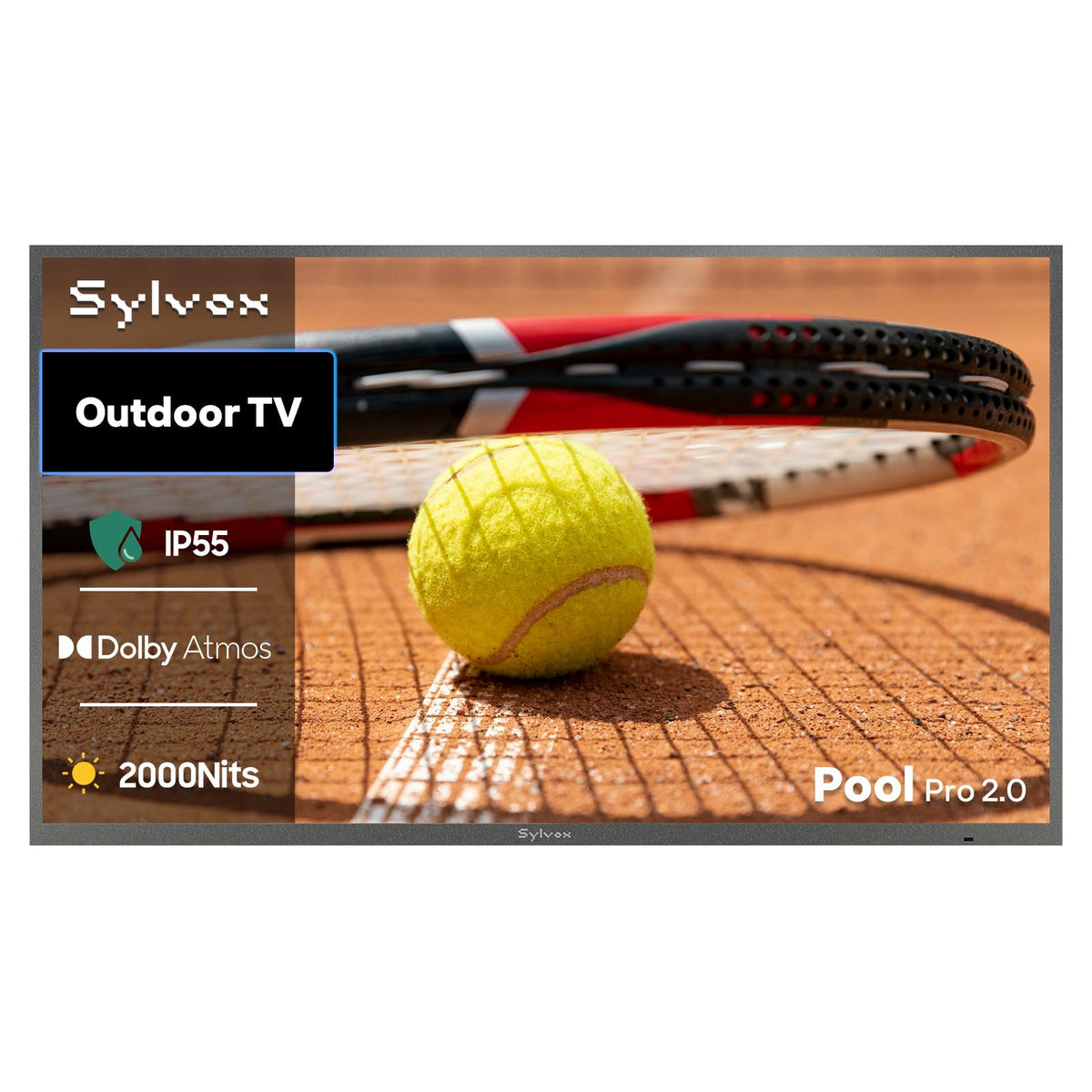 SYLVOX Outdoor TV, 43-Inch Waterproof Smart TV, 2000 nits Full Sun TV, 4K, Dolby Atmos, HDR10, Weatherproof Television with Voice Assistant Remote (Pool Pro 3.0, Latest Model)
