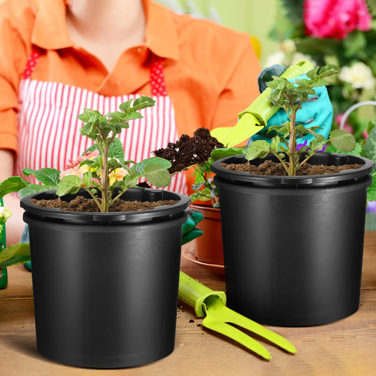 Sosoport Garden Plant Pot Potato Planter Plant Grow Bucket Tomato Groeing Pot with Drainage Hole for Vegetables Fruits Flowers