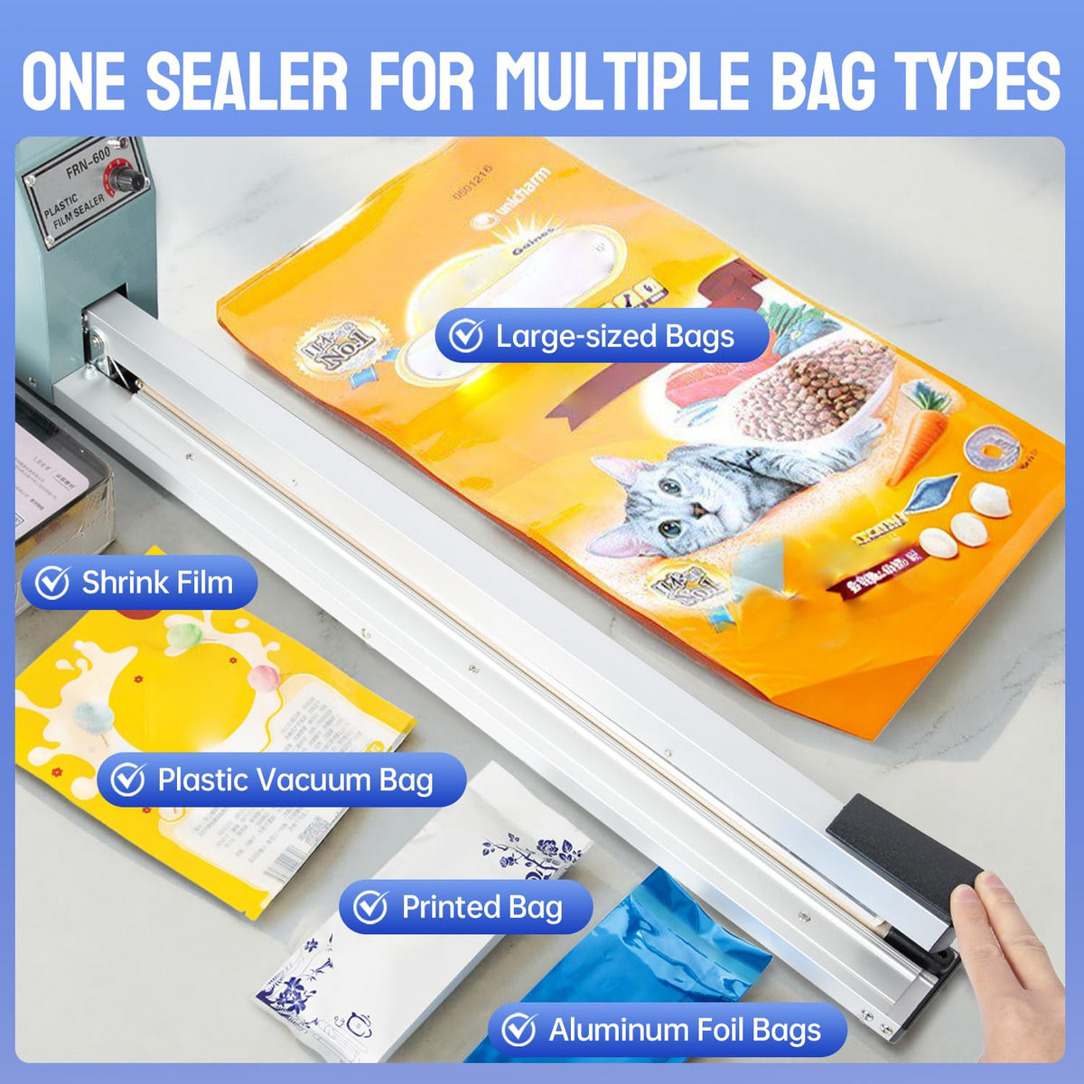 R-PACK Impulse Heat Sealer, Heavy Duty Sealing Machine with Extra 2 Replacements(white, 32inch)