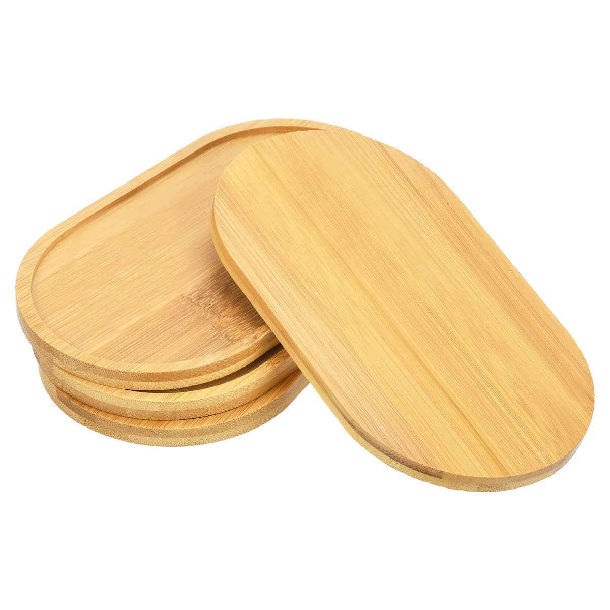 PATIKIL Plant Pot Saucer 7x4 Inch, 4 Pack Bamboo Oval Flower Drip Tray for Home Indoor