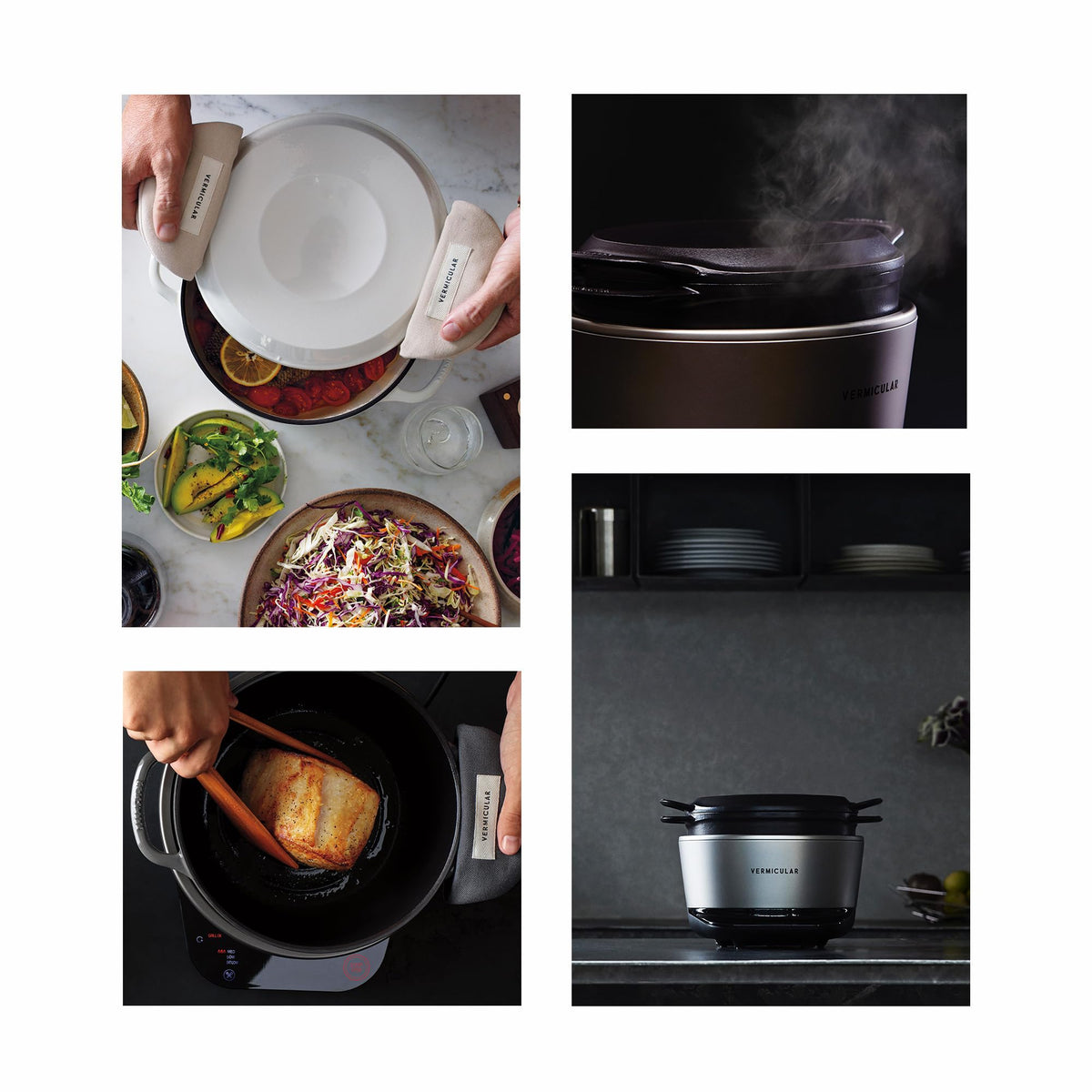 Vermicular Musui–Kamado | Cast Iron Induction Cooker for Waterless Cooking | Precision Temperature Control | Japanese Multicooker & Rice Cooker (120V) | Non-Toxic Enameled Cast Iron Pot | Sea Salt