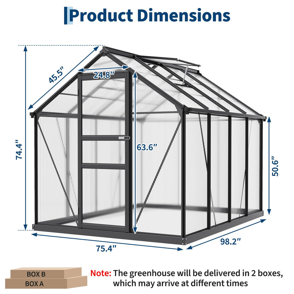 GarveeLife Greenhouse, 8×6FT Greenhouses for Outside, Polycarbonate Greenhouse with Aluminum Frame, Lockable Door and Ajustable Roof Vent for Backyard, Green Houses for Outside Garden Backyard, Patio