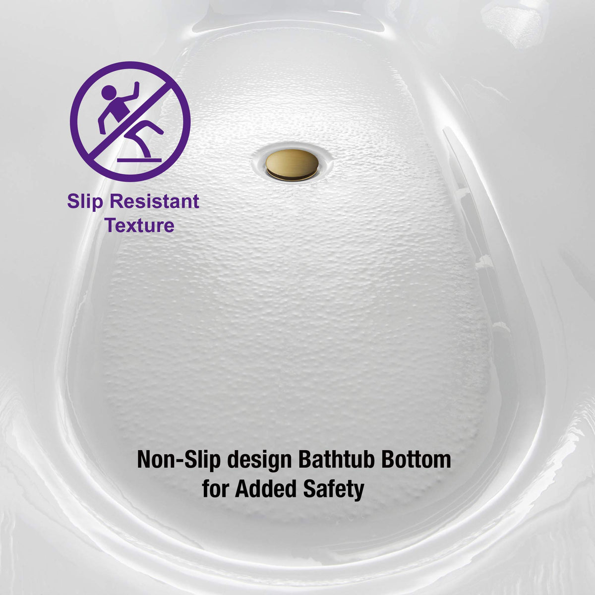 WOODBRIDGE 71"Freestanding White Acylic Soaking Bathtub with Brushed Gold Drain and Overflow,BTA1517 -BG-Drain &O