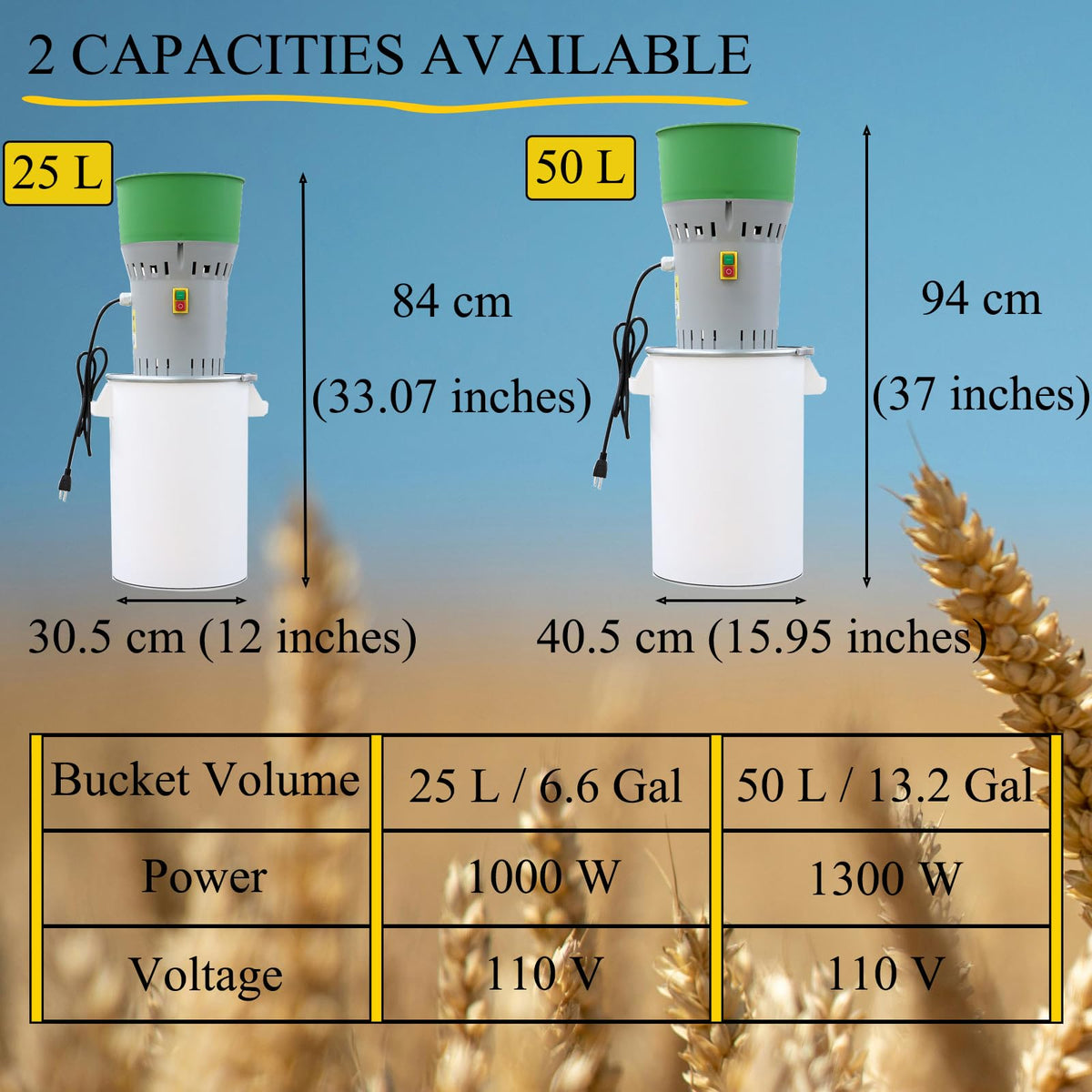 Grain Mill Grinder Agricultural Feed Grain Mill Grinder for Wheat Corn Soybean for Home Farm 6 Sizes Sieves (50L)